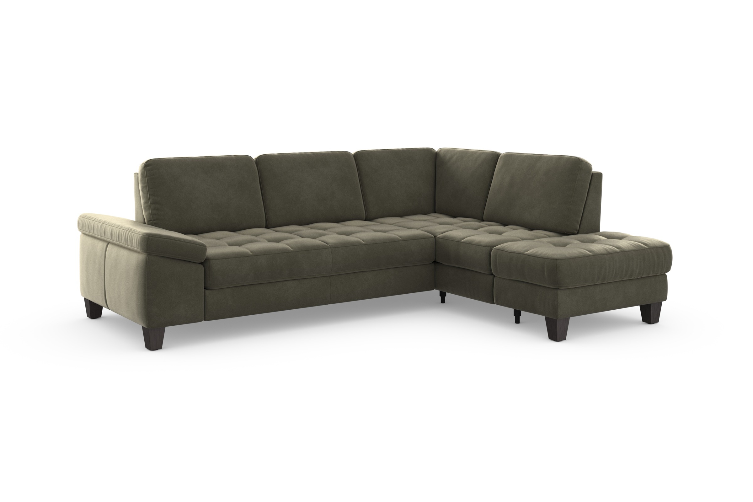 Ecksofa SIT & MORE "Westham L-Form", grün (lindgrün), B:261cm H:88cm T:179cm, 100% Polyester, Sofas, Ecksofa, mit Ottomane, mit oder ohne Bettfunktion, Bettkasten, Verstellung 6