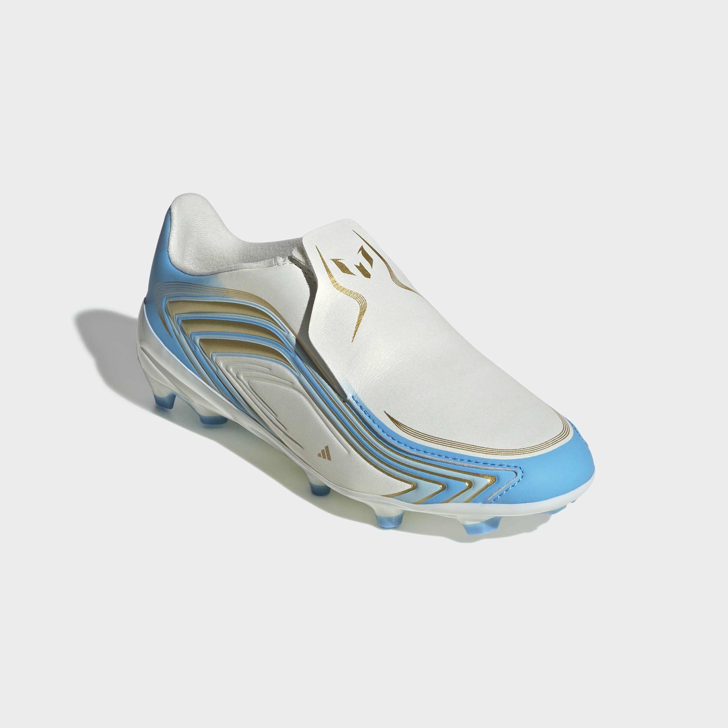 adidas Performance Fußballschuh "F50 MESSI LEAGUE KIDS, FESTE BÖDEN, OHNE SCHNÜRSENKEL" Außensohle für Rasen und feste Böden, für Jugendliche & Kinder