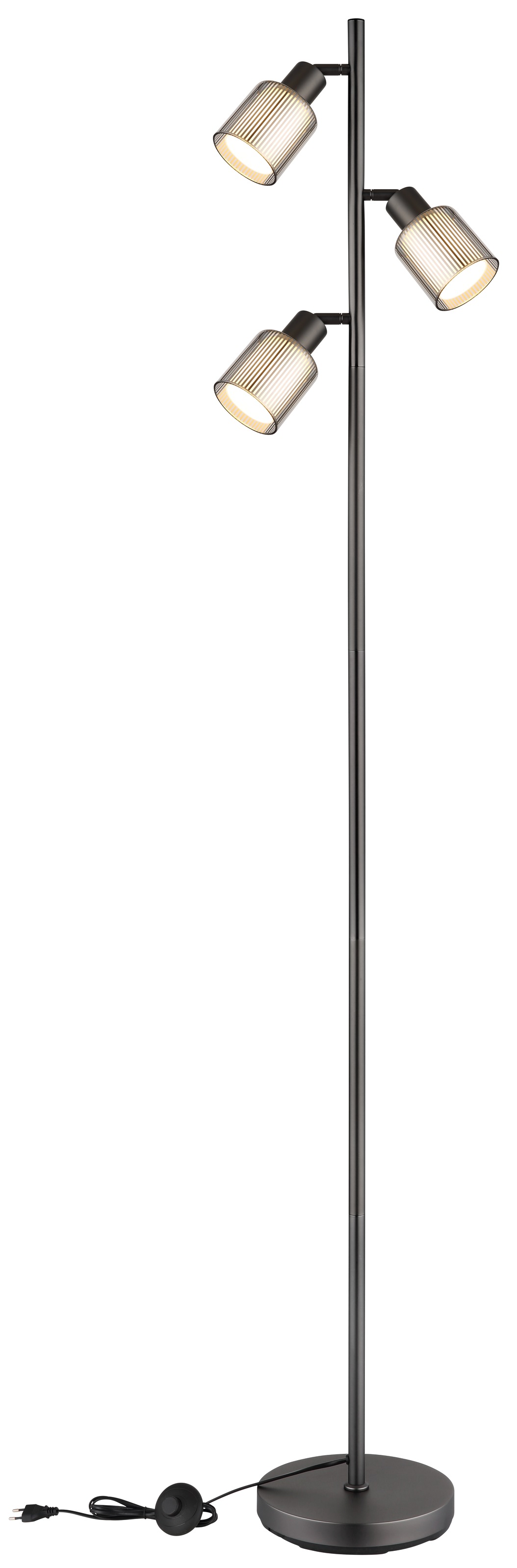 GLOBO LIGHTING Stehlampe »VILLEGAS« E14 1 Stk. Stehleuchte Schwarz-Chrom, Glas opal/verchromt, Fußtritt, E14