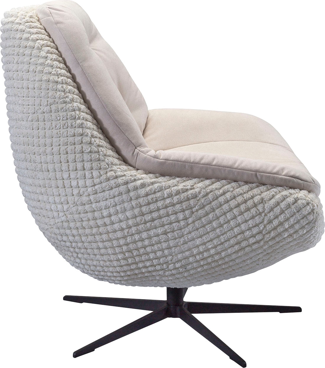 exxpo - sofa fashion Drehsessel »Dim, Loungesessel im Materialmix, Design und Komfort, Solitärmöbel«, Drehsessel bequem gepolstert mit elegantem Metall-Sternfuss
