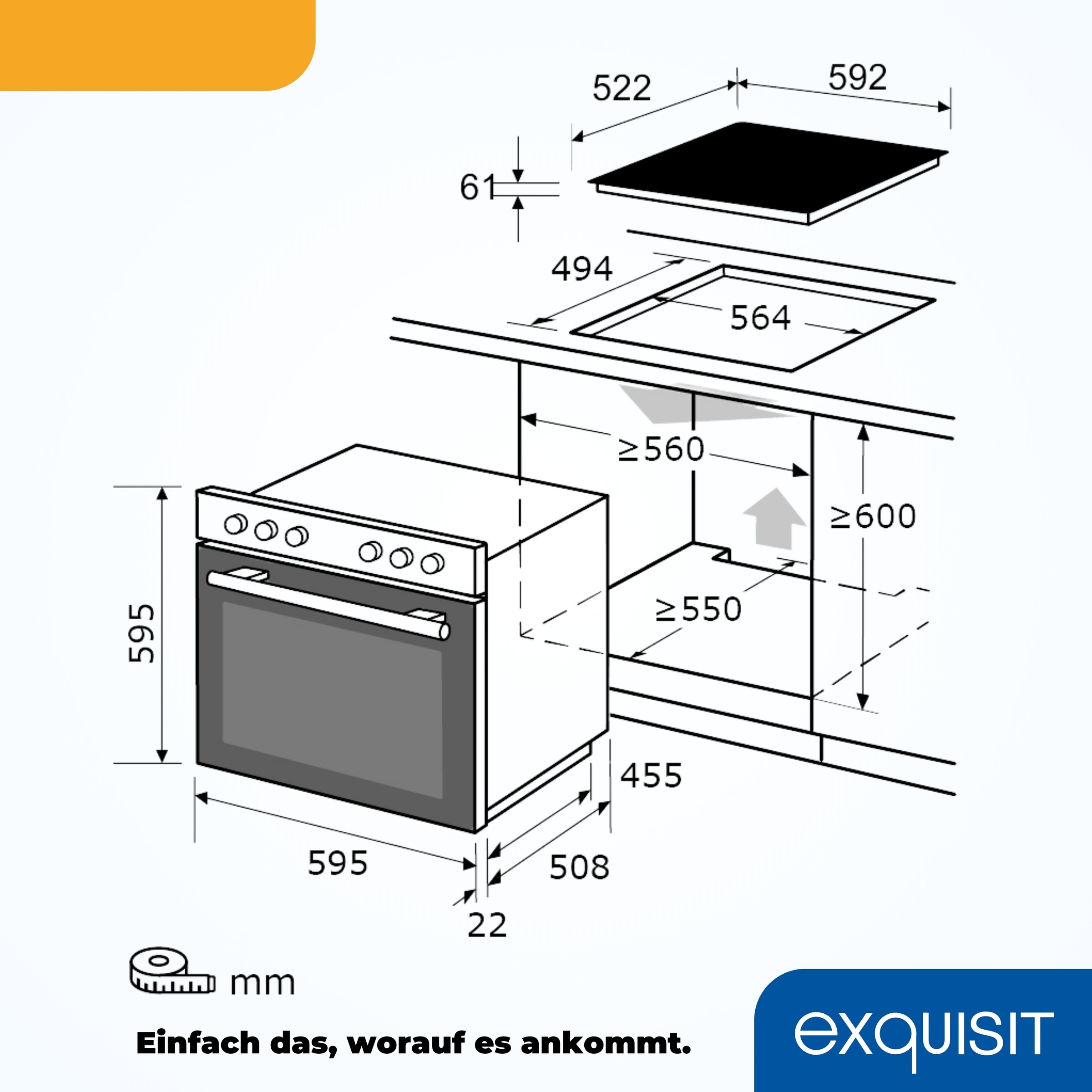 exquisit Elektro-Herd-Set »EHE256-U-020 schwarz«