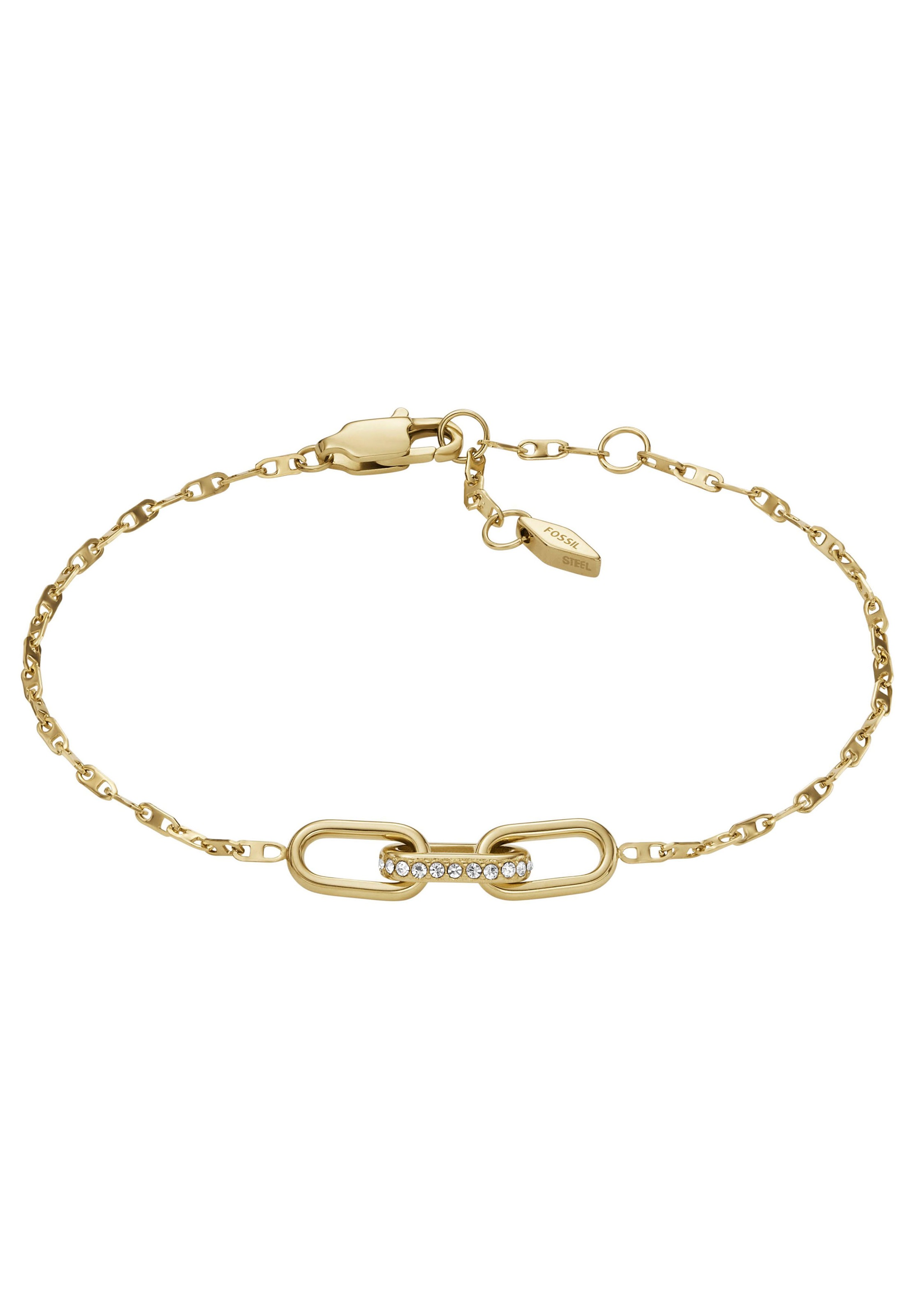 Armband FOSSIL "Schmuck Geschenk Edelstahl Armschmuck HERITAGE D-LINK", gold (gelbgoldfarben), Armbänder, Damen, 19cm, Edelstahl, Armband 2