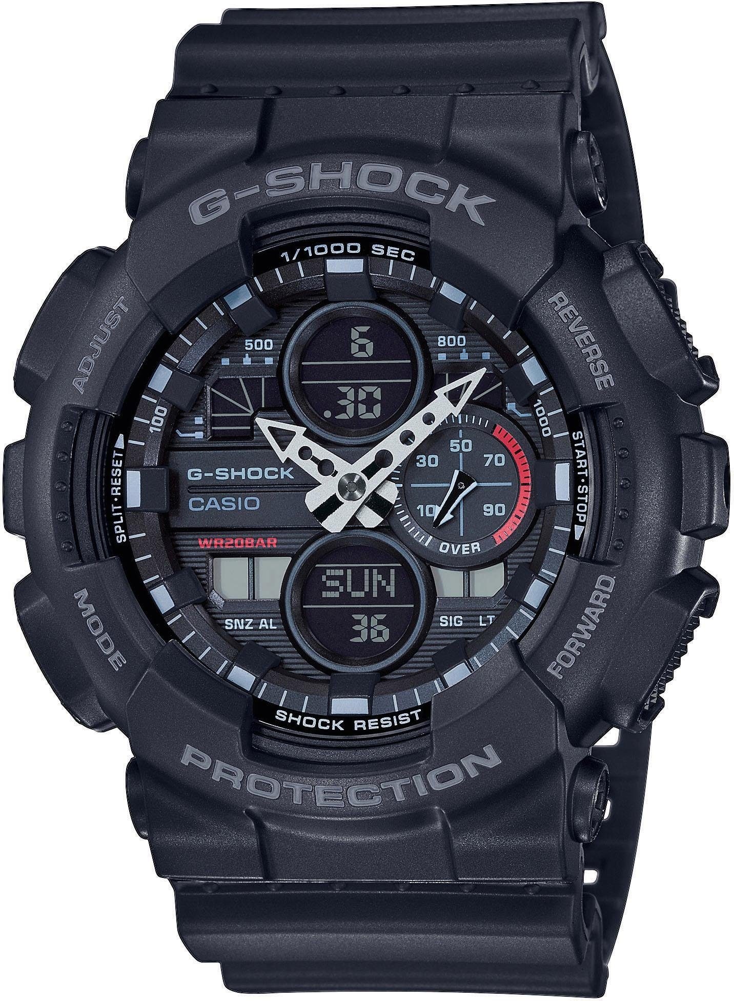 CASIO G-SHOCK Chronograph »GA-140-1A1ER«, Quarzuhr, Armbanduhr, Herrenuhr, digital, bis 20 bar wasserdicht