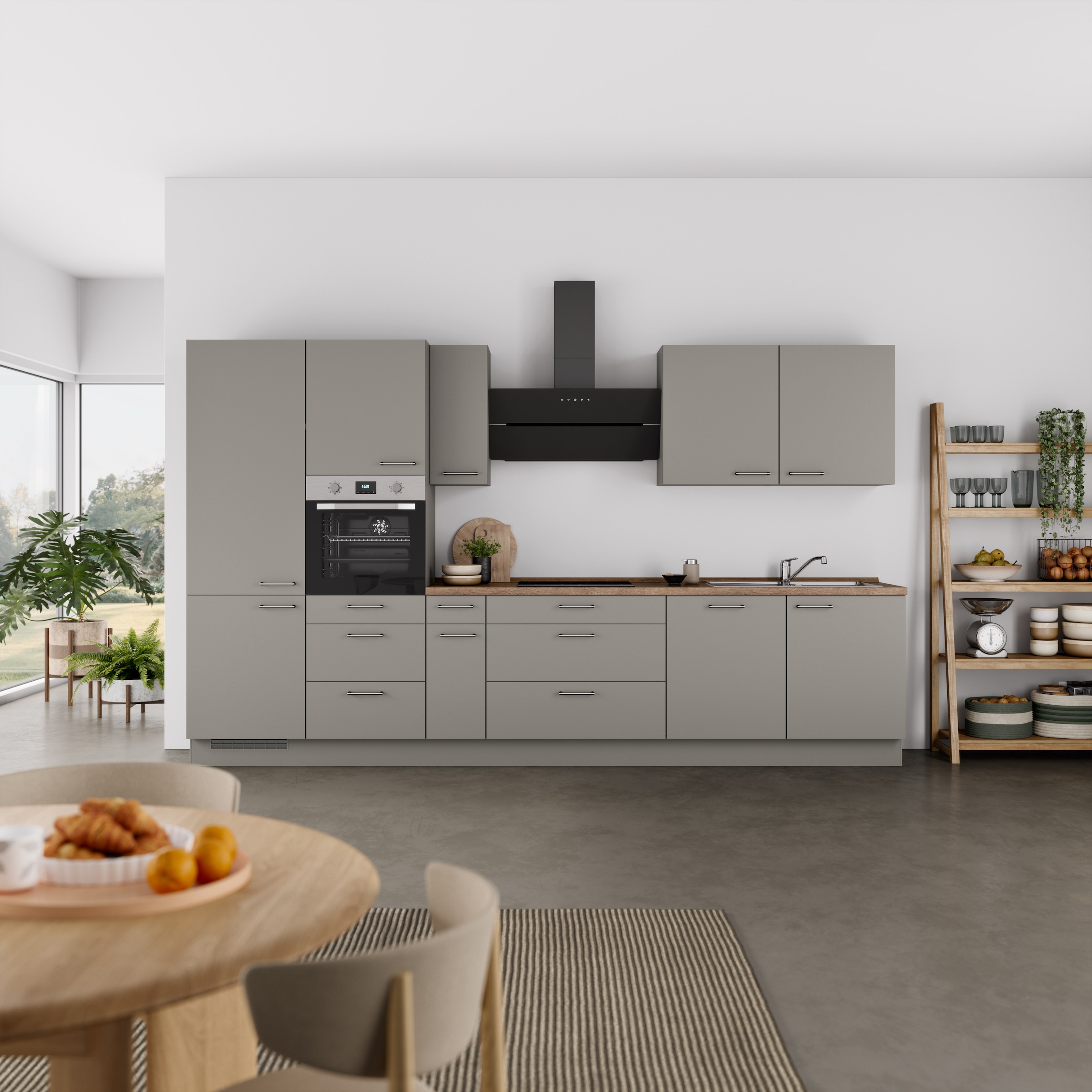 nobilia® Küchenzeile »"Laser II"«, vormontiert, Ausrichtung wählbar, Breite 360 cm, wahlw. mit E-Geräten