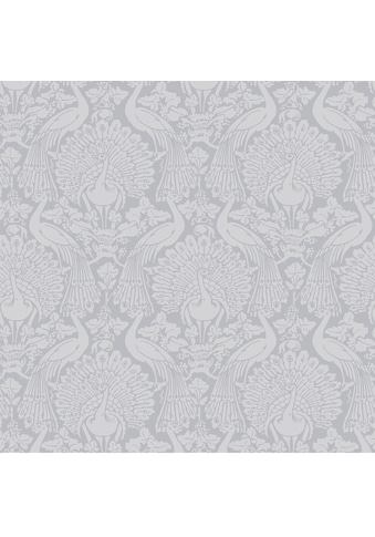 Vliestapete »Laura Ashley Peacock Damask Pale Slate Vliestapete«, animal print