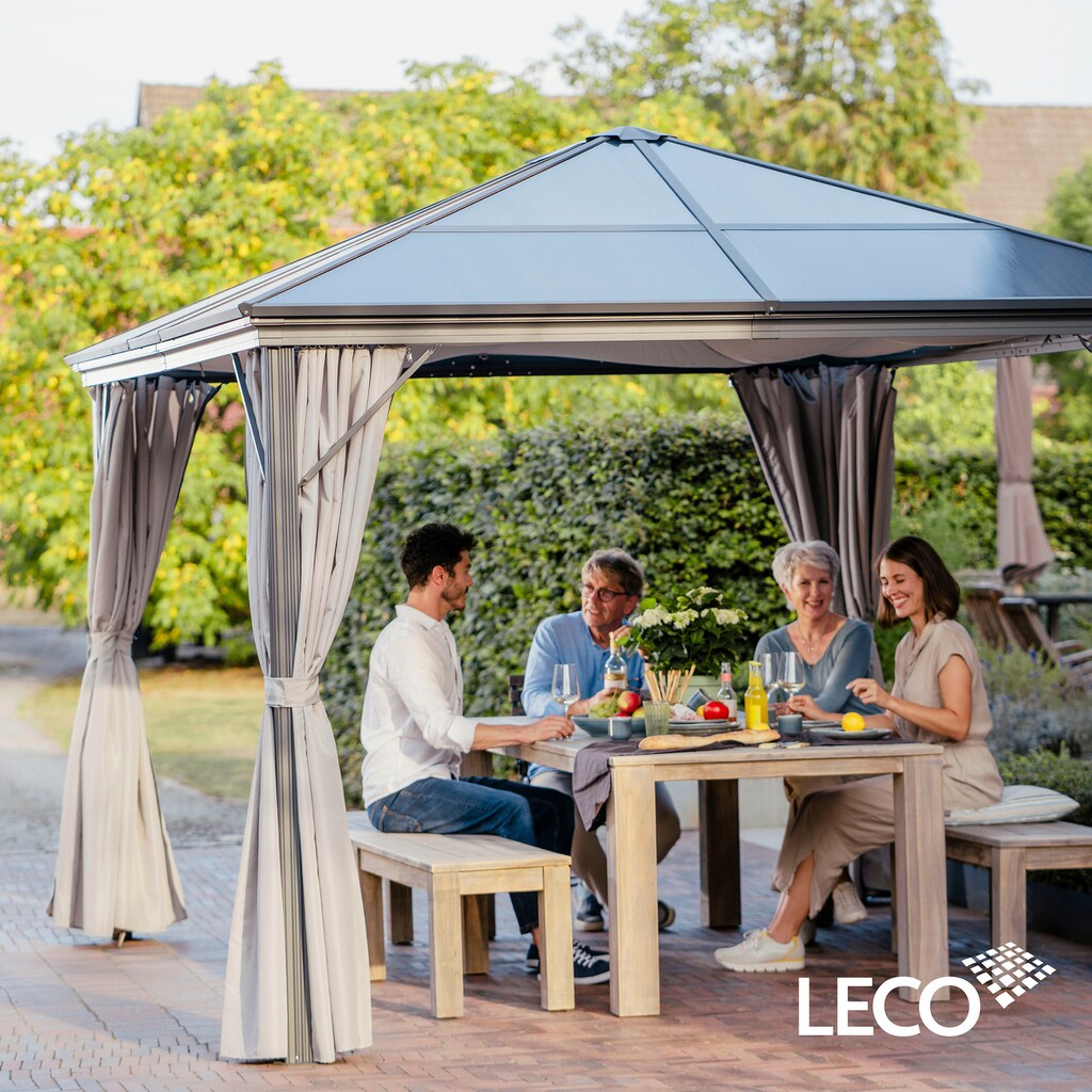 Leco Pavillon »PROFI«, 365x300 cm, Aluminium Anthrazit/grau, PVC-Dach grau-transparent