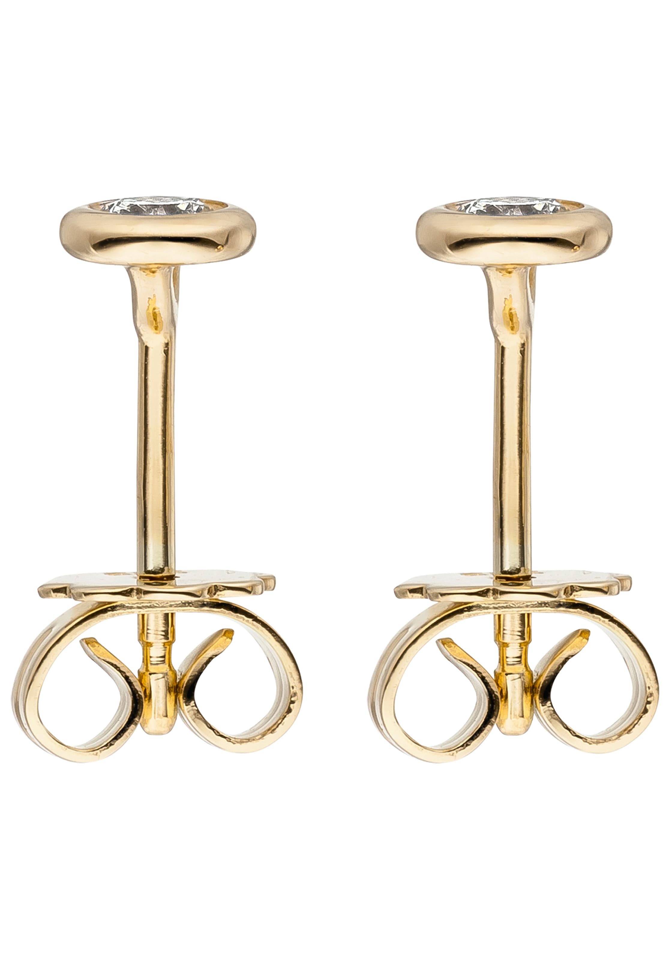 JOBO Paar Ohrstecker »Ohrringe Diamantohrringe Solitär 5 mm« 585 Gold mit 2 Diamanten 0,24 ct.