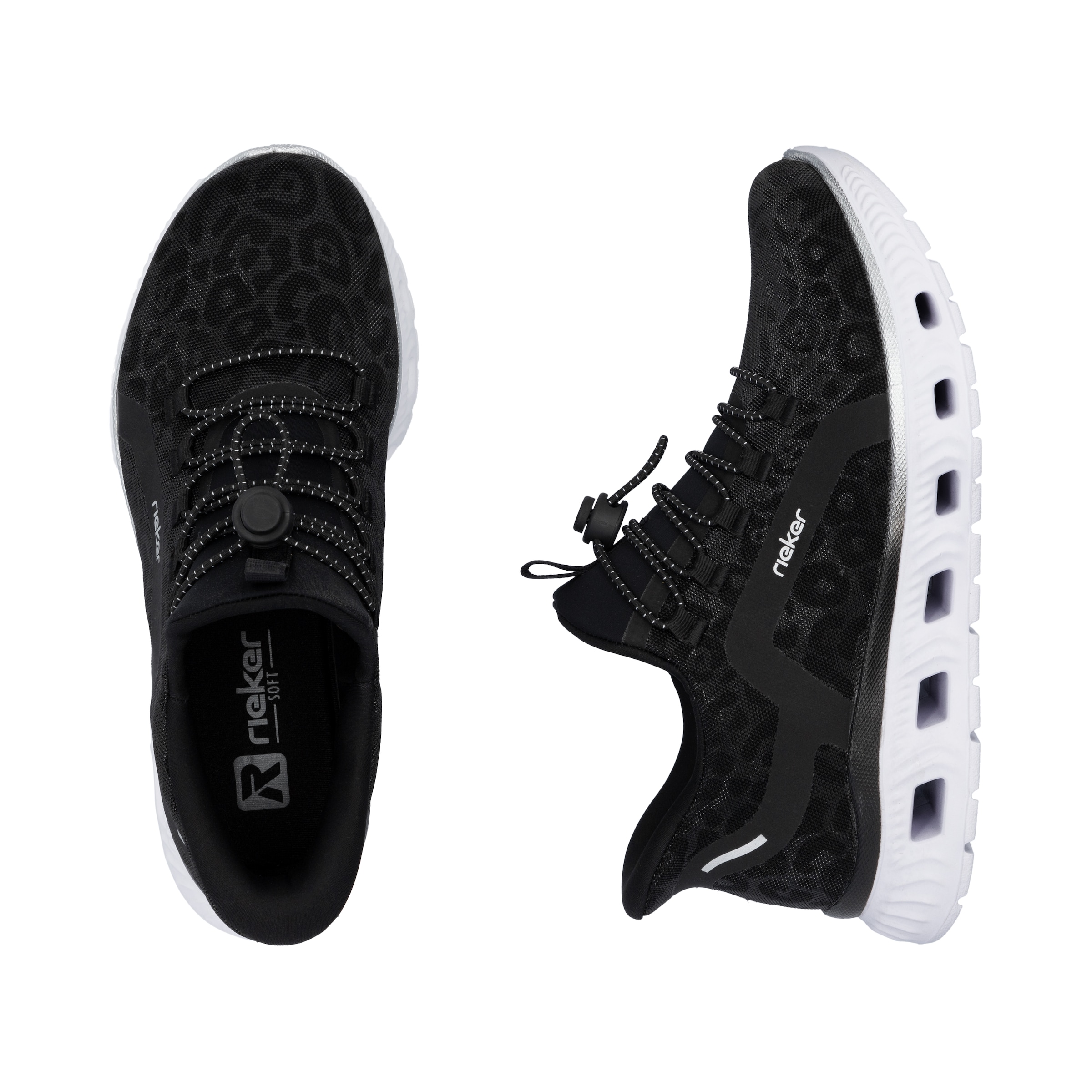 RIEKER Sport Slip-On Sneaker, Freizeitsneaker, Schlupfschuh in Leo-Optik, mit MemoSoft-Innensohle