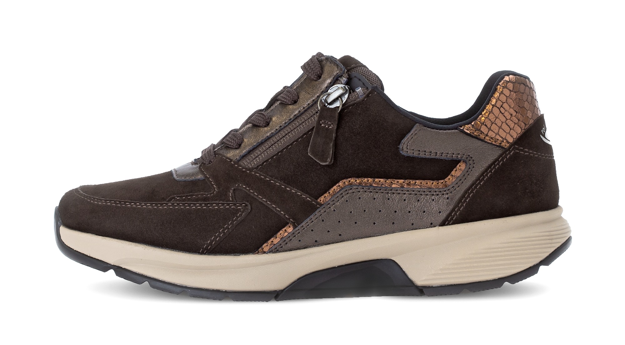 Gabor Rollingsoft Keilsneaker, Schnürer, Halbschuh, Freizeitschuh mit zusätzlichem Reißverschluss