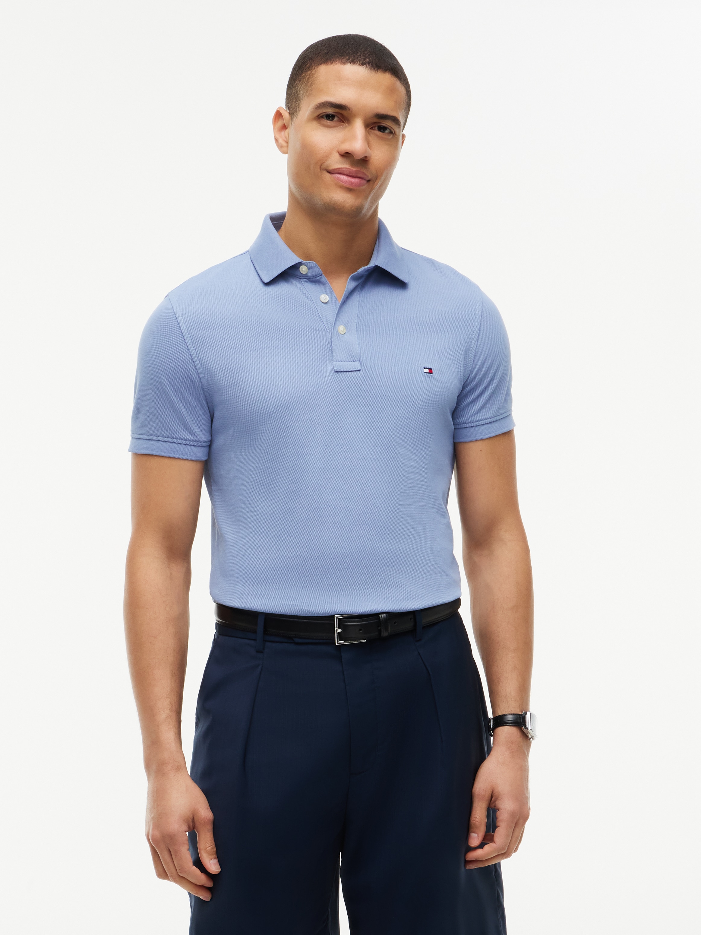 Tommy Hilfiger Poloshirt "1985 SLIM POLO" Markenstickerei, aus Baumwoll-Piqué