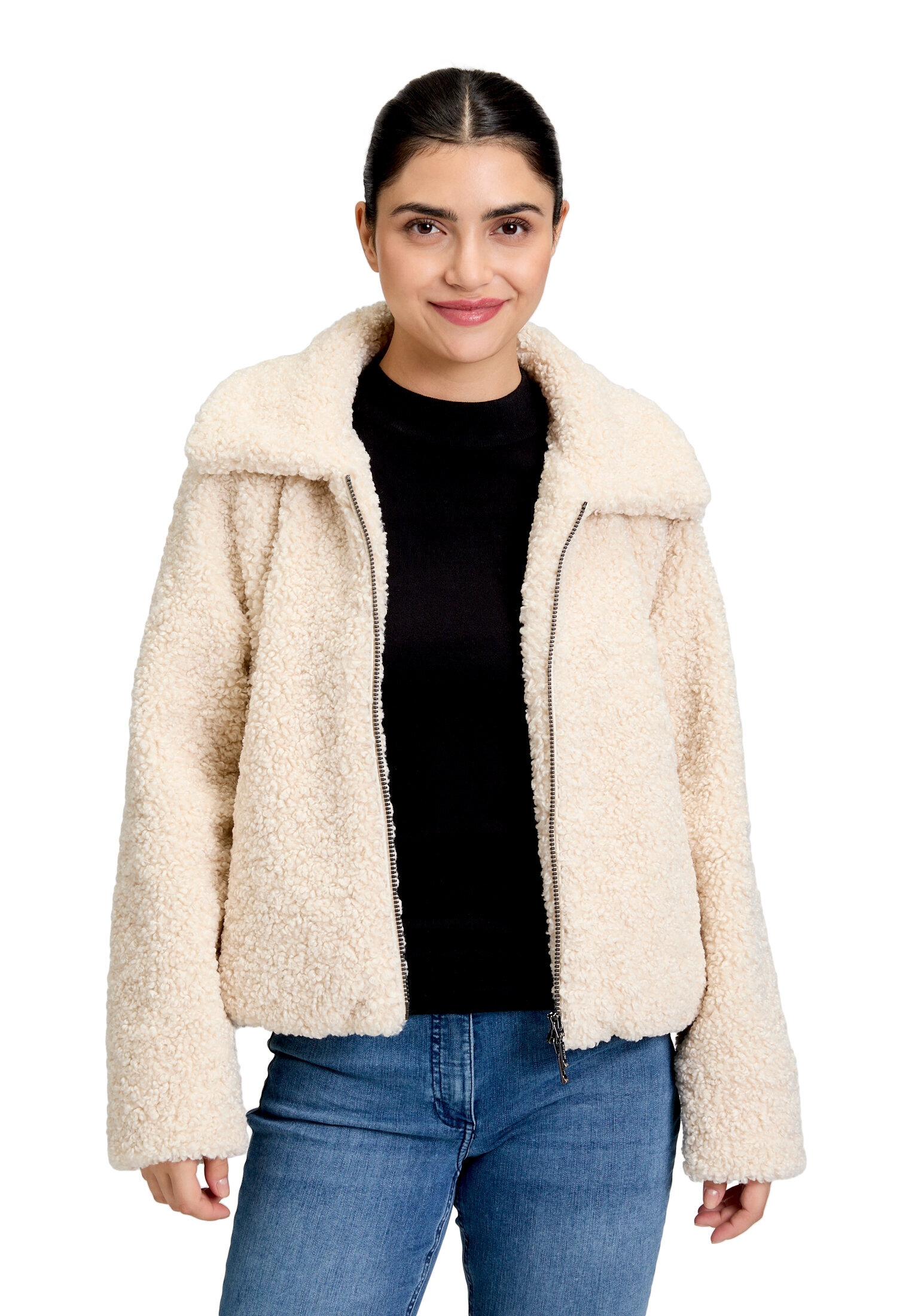 Amber & June Plüschjacke »Damen mit abnehmbarem Westenteil« mit Kapuze