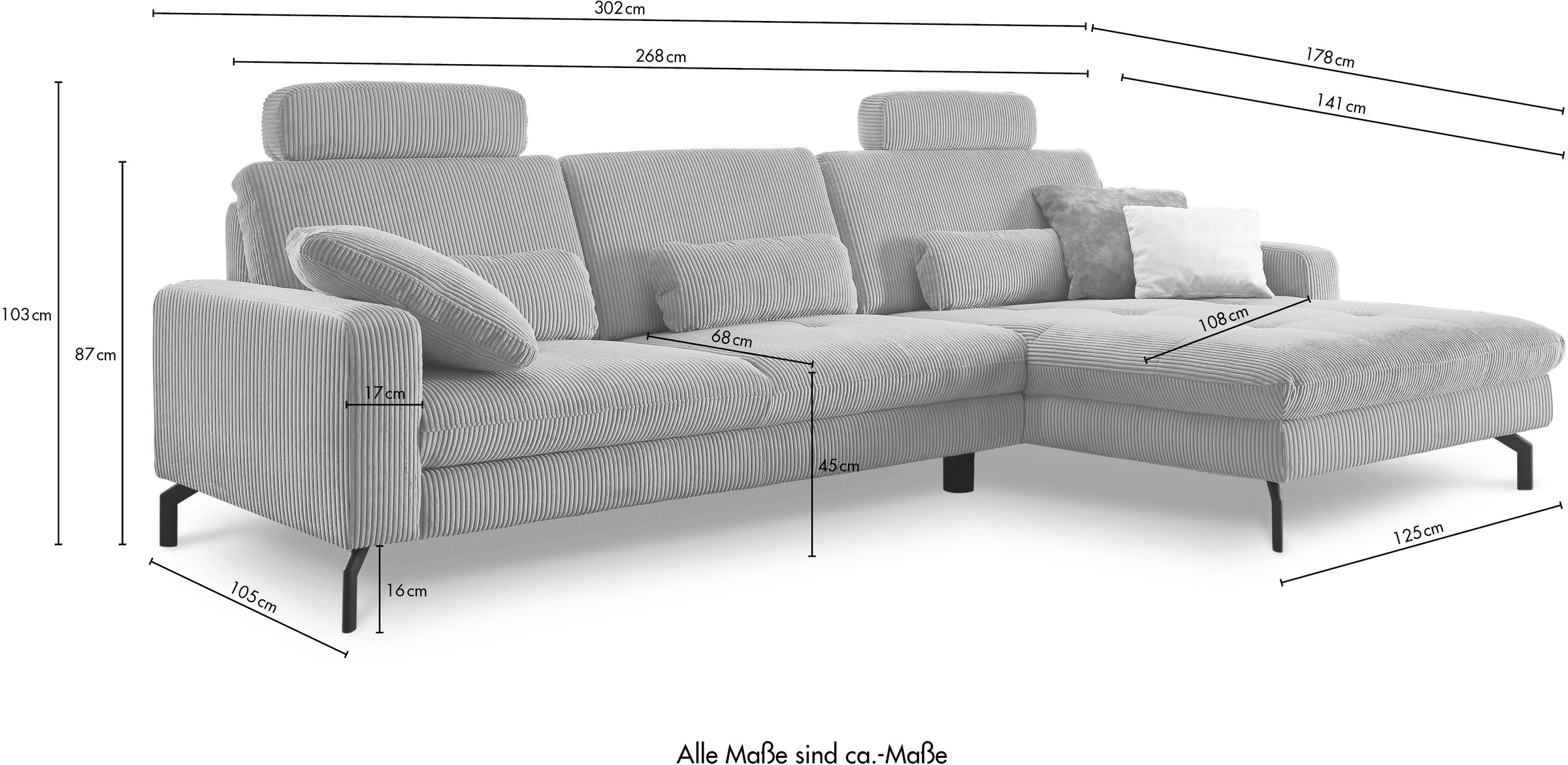 Die PlanBar Ecksofa »MP-IN20110 L-Form mit Kaltschaum-Polsterung«, optional mit Funktionen erhältlich