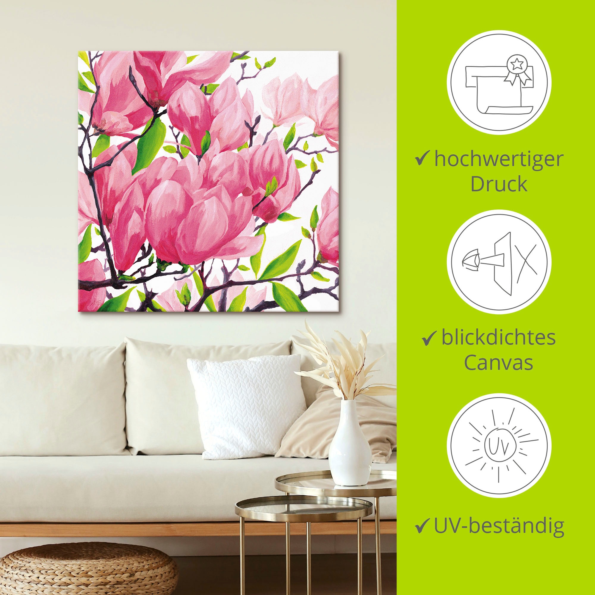 Artland Wandbild »Pinke Magnolien«, Blumen, (1 St.), als Alubild, Outdoorbild, Leinwandbild in verschied. Größen