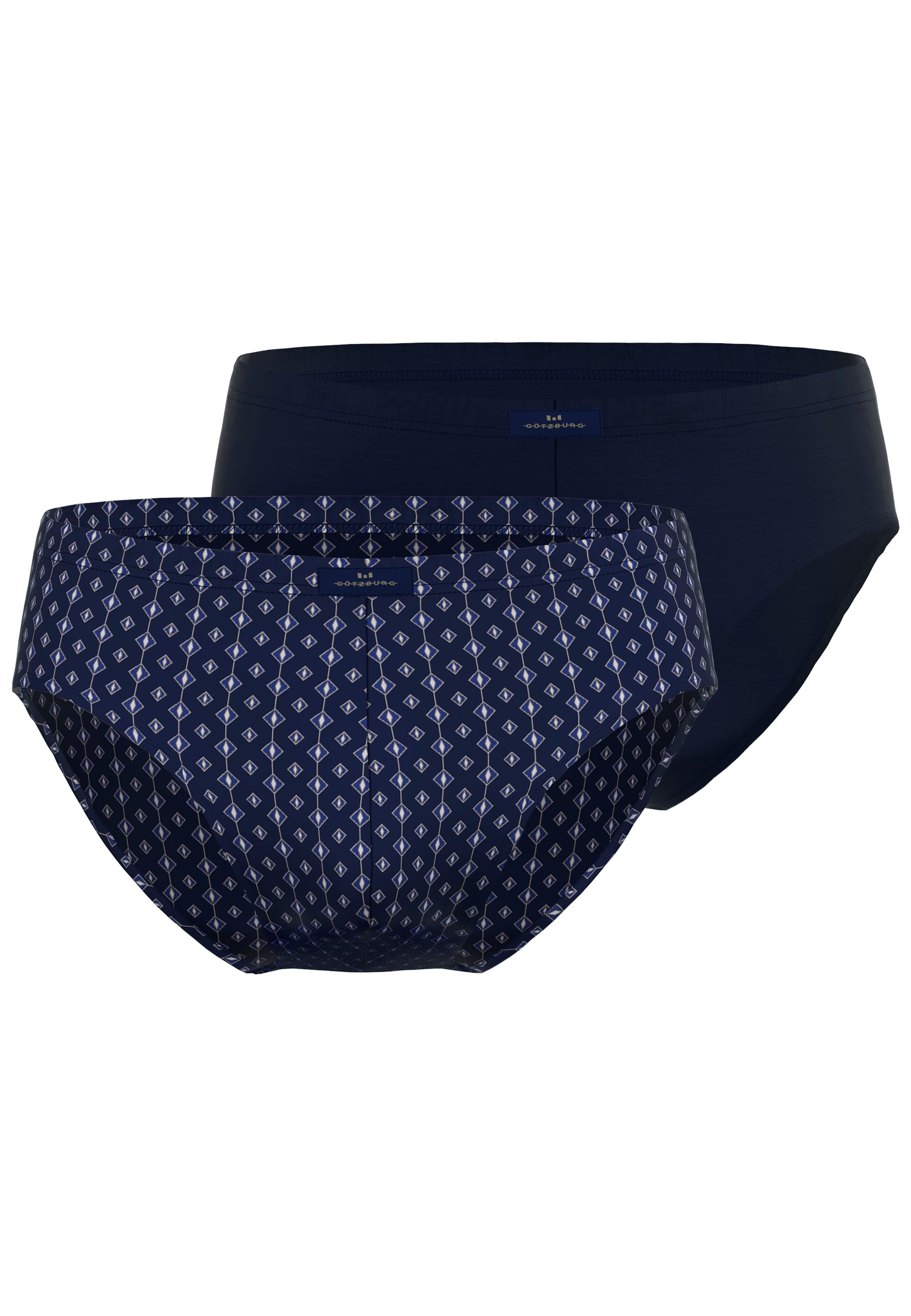 GÖTZBURG Slip "Kos" eng, sitzt niedriger, gemustert, basic, kurz, mit Logo, Baumwollmix