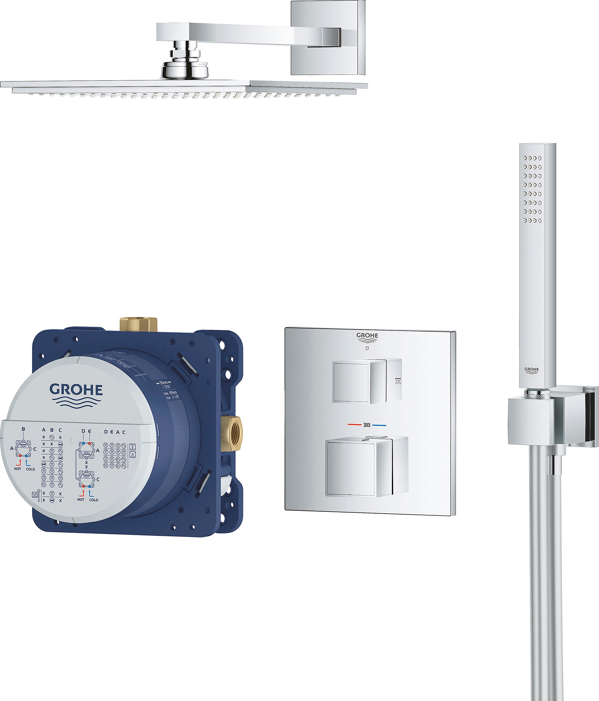 Grohe Duschsystem »Grohtherm Cube«, (Packung), mit langlebieger und scheinender Oberfläche