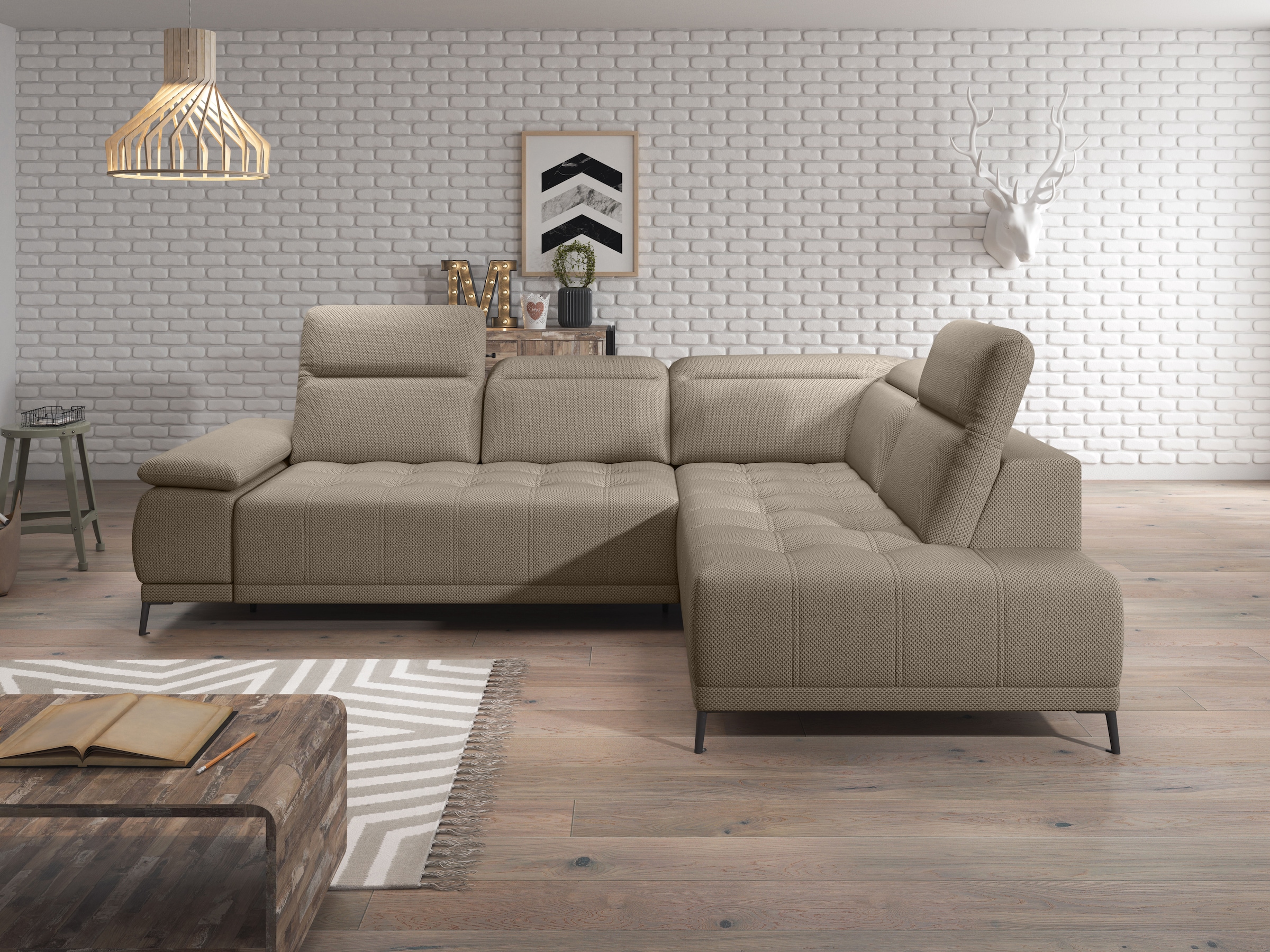 WERK2 Ecksofa "Focus-L, elektrisch erweiterbare Sitztiefe um ca. 30 cm, L-F günstig online kaufen