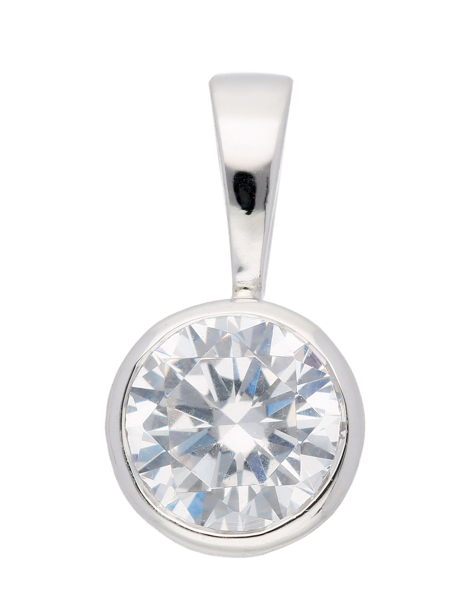Kettenanhänger ADELIA´S "Damen Silber Schmuck 925 Silber Anhänger mit Zirkonia Ø 6,5 mm", silber, Schmuckanhänger, Damen, mit Zirkonia, Silber 925 (Sterlingsilber), Kettenanhänger, mit Zirkonia Silberschmuck für Damen