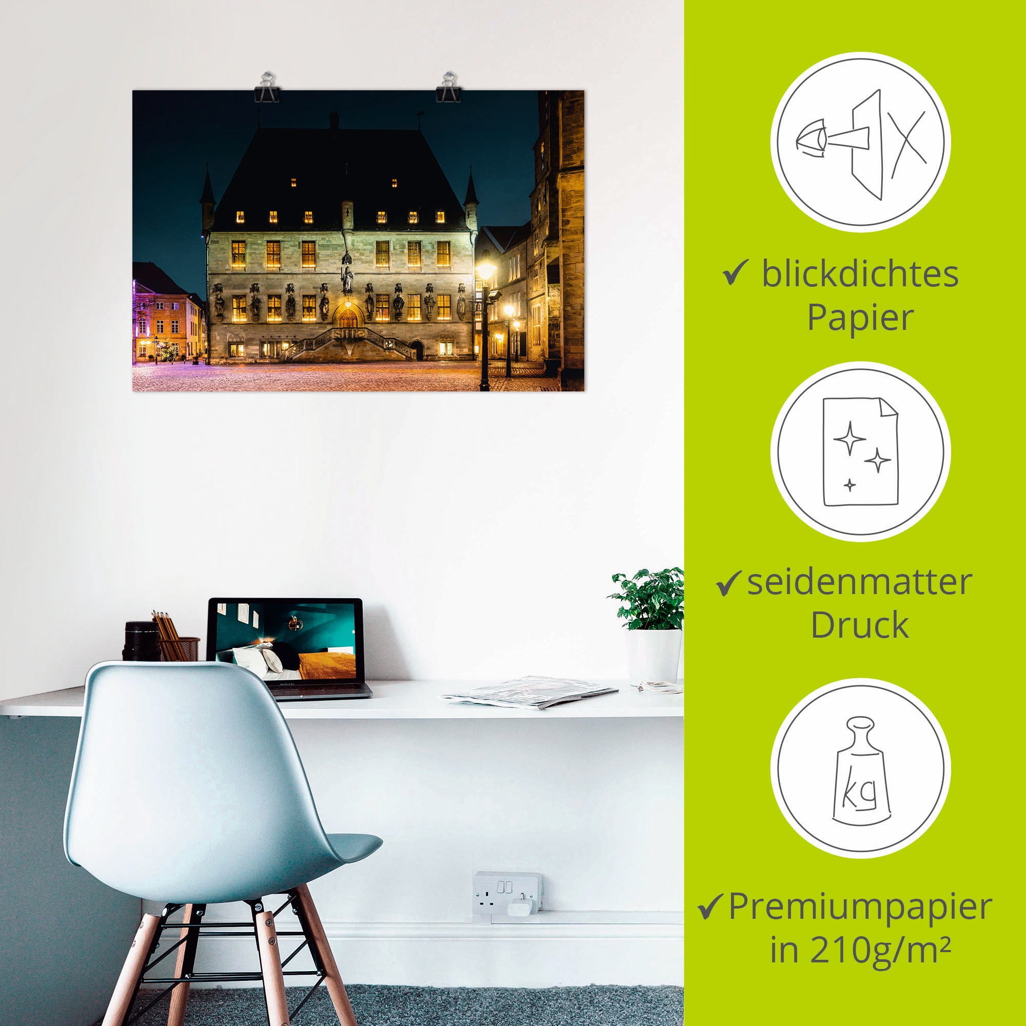 Artland Wandbild »Rathaus Osnabrück II«, Deutschland, (1 St.), als Alubild, Outdoorbild, Poster in verschied. Größen