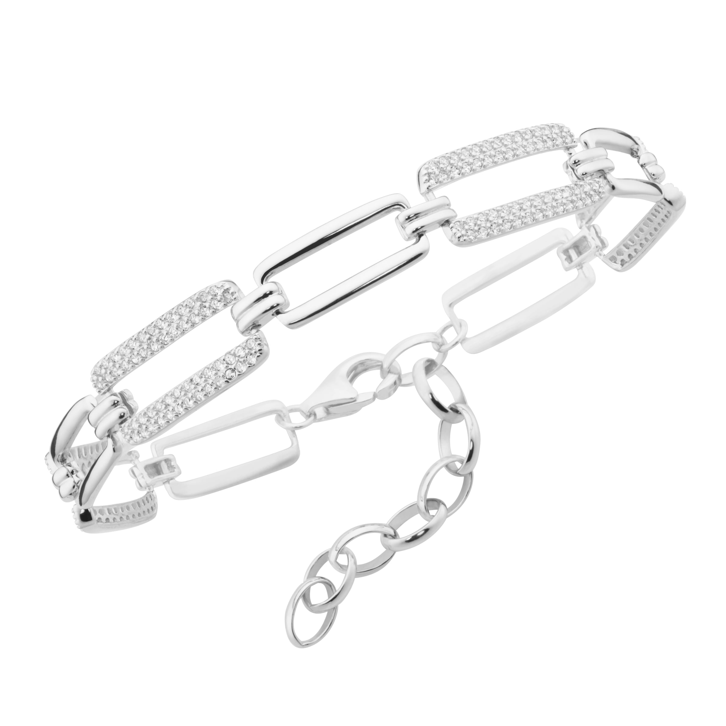 Smart Jewel Armband »rechteckige Glieder, Zirkonia Steine, Silber 925« für  bestellen | BAUR