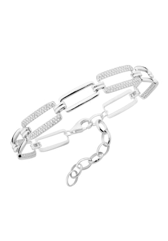 Armband »rechteckige Glieder, Zirkonia Steine, Silber 925«