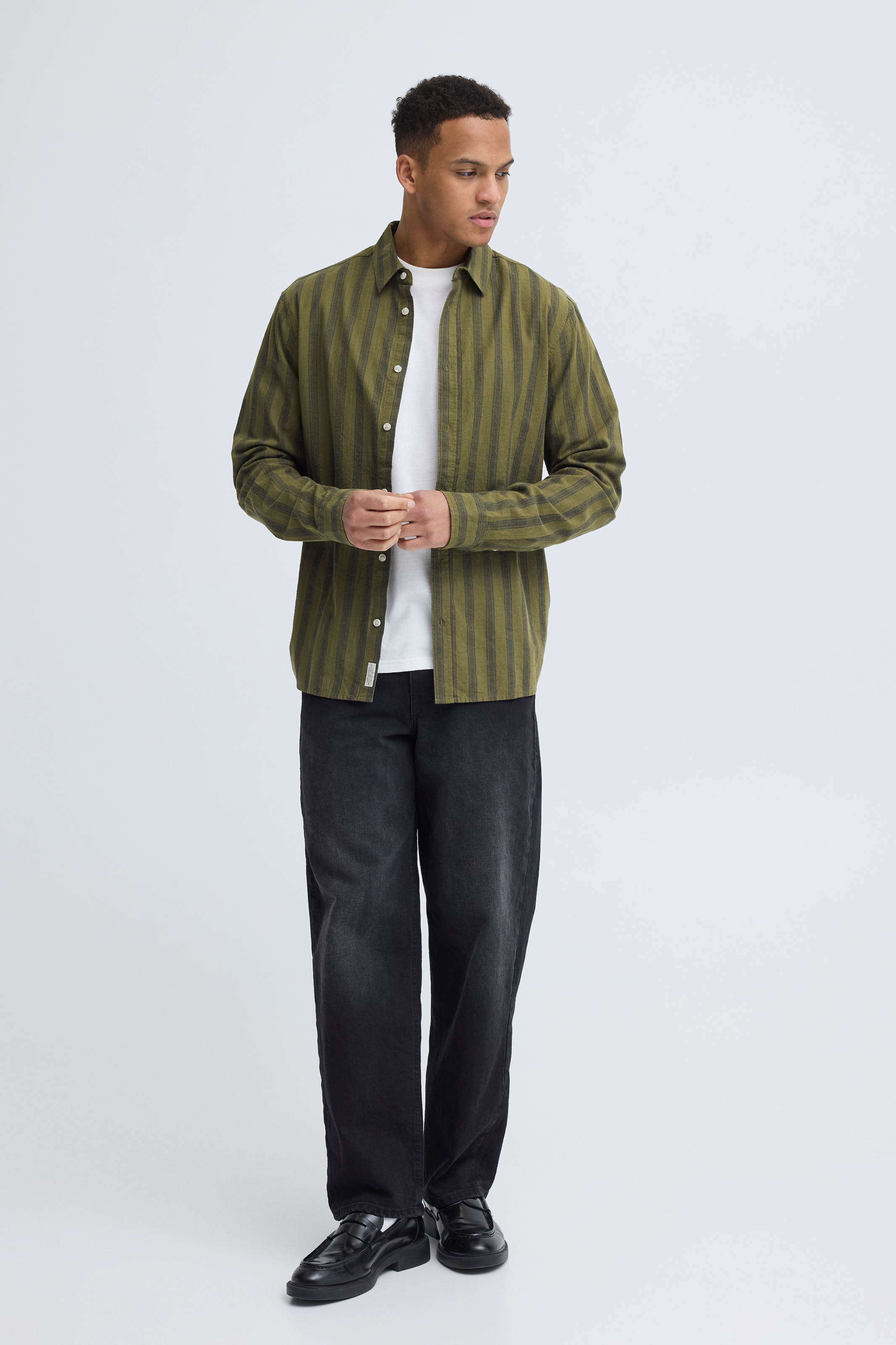 Blend Langarmhemd »BHDARIS SLUB STRIPE« aus Baumwolle, Regular Fit, mit Knopfleiste, pflegeleicht