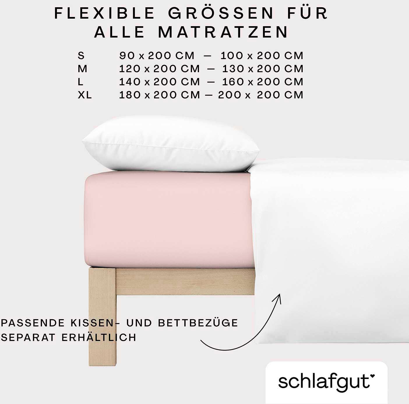 Schlafgut Spannbettlaken »CASUAL u.a. in Gr. 90x200, 140x200 oder 180x200 cm, 100% Baumwolle« Bettlaken für Matratzen bis 25 cm Höhe, zuverlässig, langlebig, weich