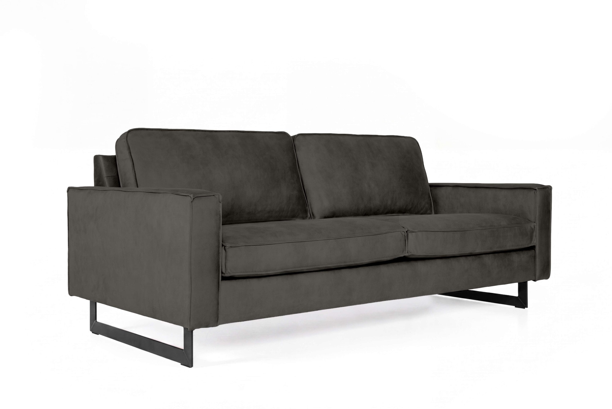 OTTO home 3-Sitzer »Pinto, 206 cm, Cord, Chenille, Lederoptik« mit Keder, schwarze Metallfüße, Wellenunterfederung