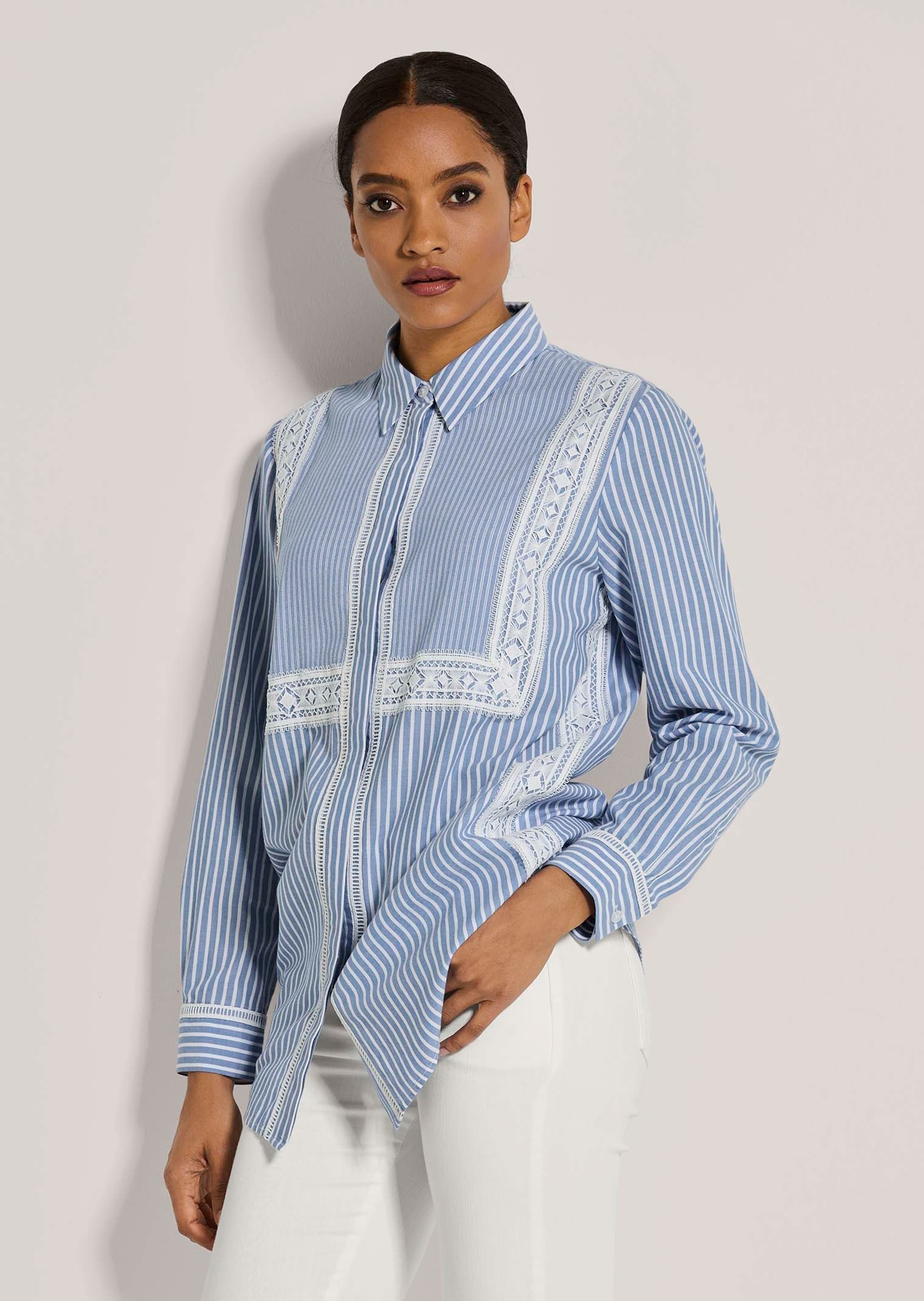 MADELEINE Langarmbluse "Streifenbluse Streifenbluse mit Spitze" günstig online kaufen