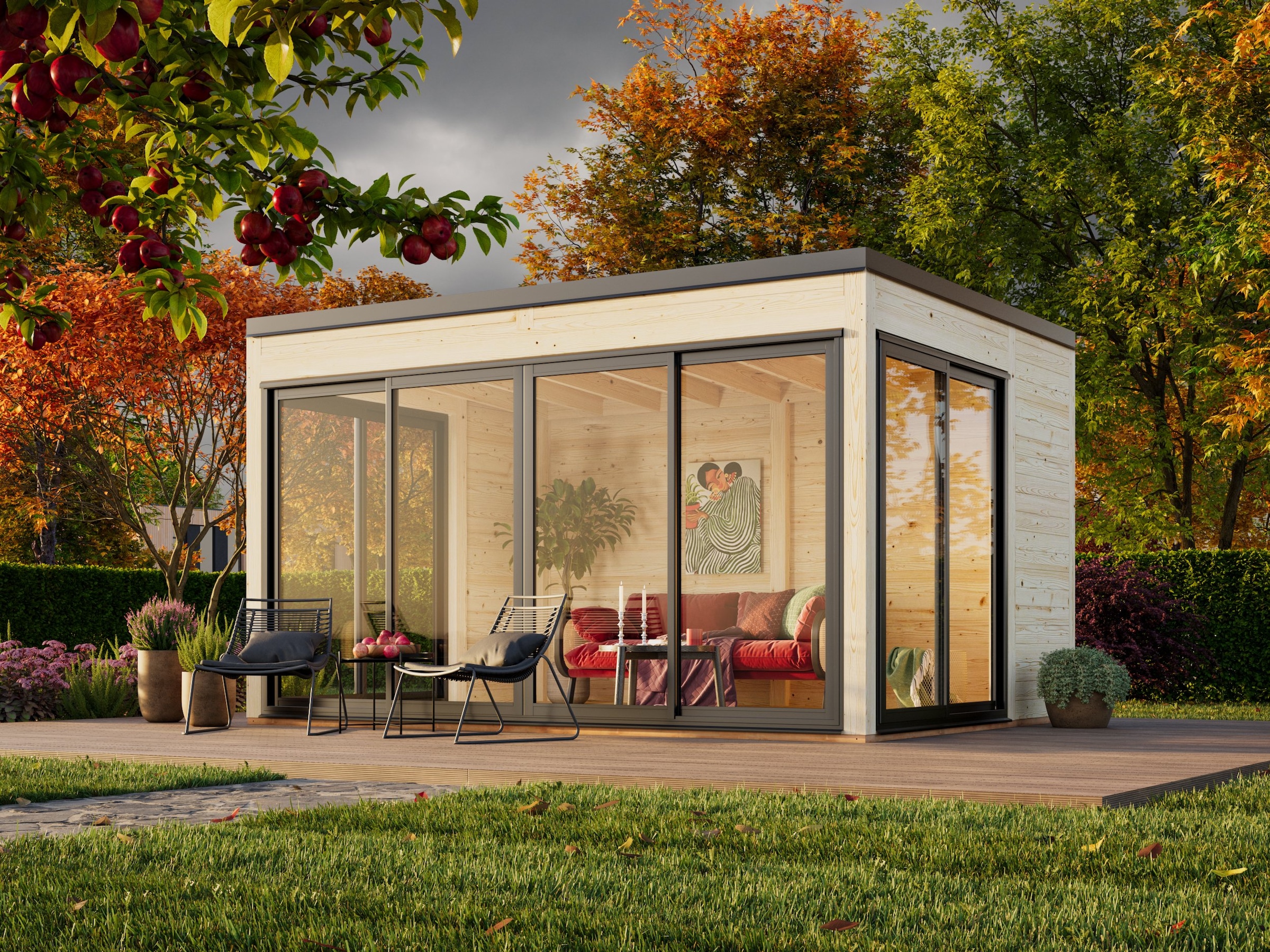 Palmako Holzpavillon »Serena 12,6 m² Set 2 Slide Plus« BxTxH: 420x320x250 cm