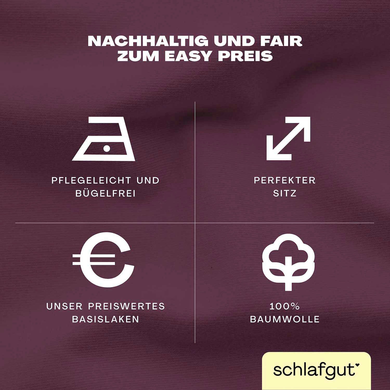 Thumbnail - Schlafgut Spannbettlaken "EASY JERSEY Bettlaken, 150 g/m², 100% Baumwolle, Spannbetttuch" Spannbettlaken bis 22 cm Höhe,...