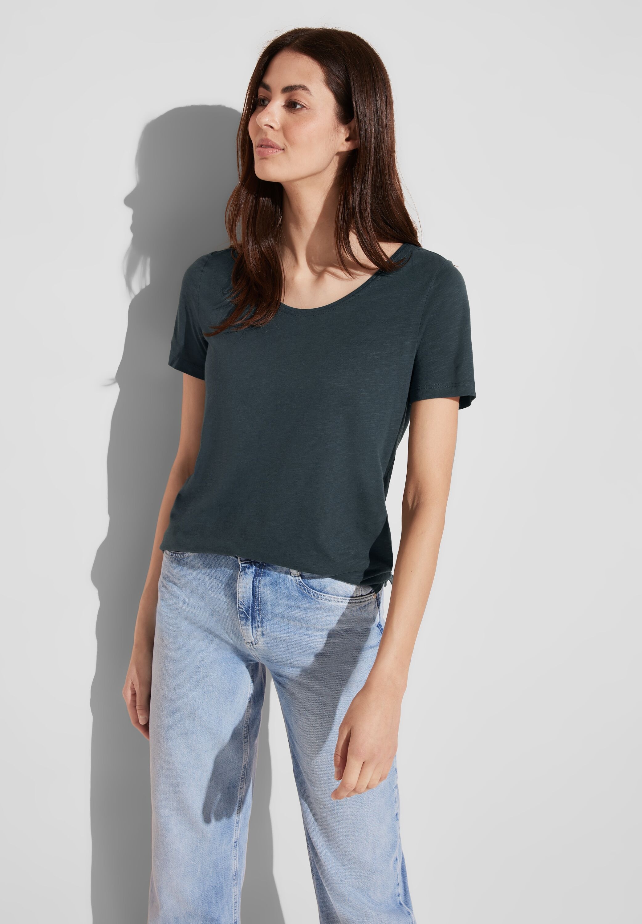 STREET ONE T Shirt Style Gerda mit langerer Ruckseite kaufen BAUR