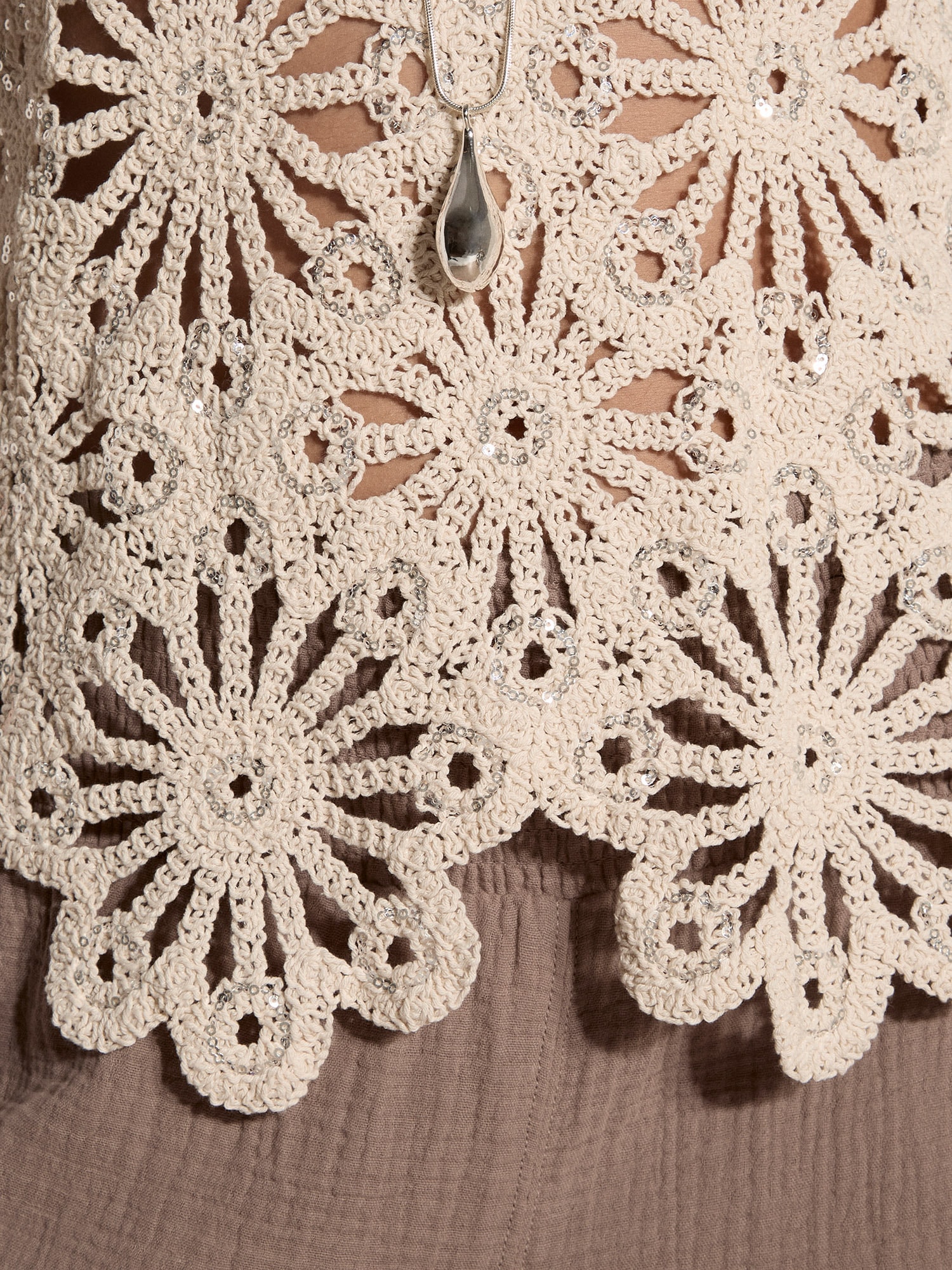 Apricot Stricktop »Top« Häkelverzierungen