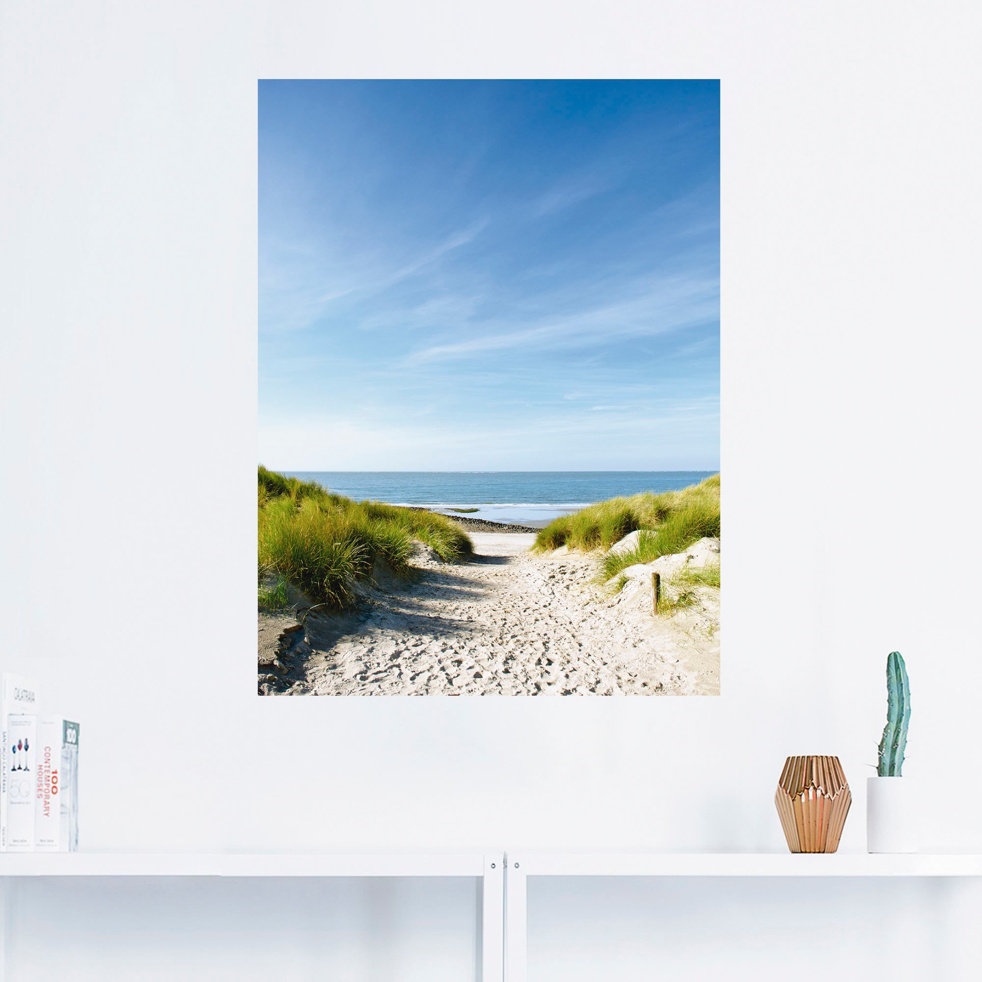 zur Artland »Strand Weg Wandaufkleber und versch. kaufen Wandbild in Leinwandbild, als St.), oder Poster | mit See«, Sanddünen Größen BAUR (1 Strand, Alubild,