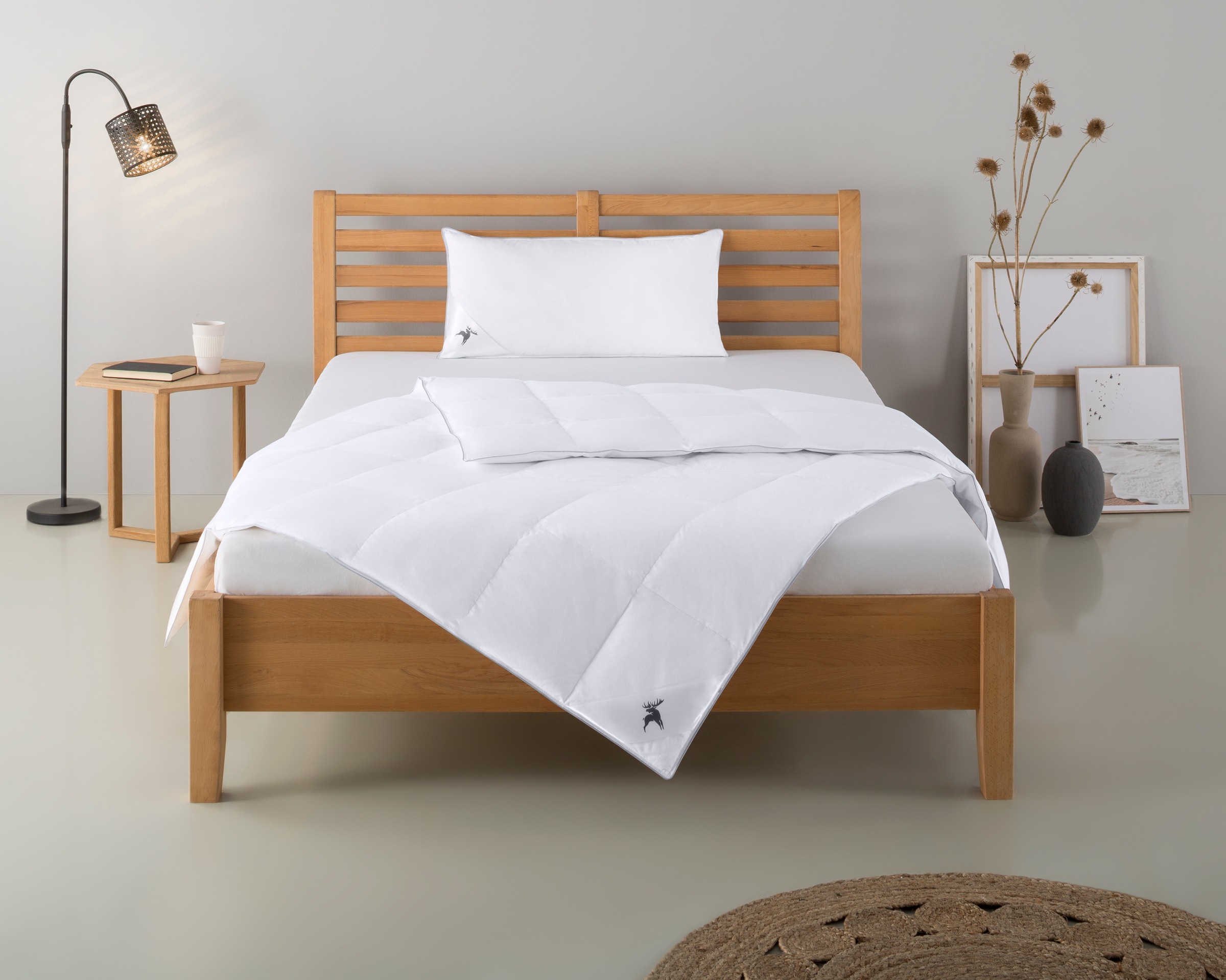 OTTO home Daunenbettdecke + Kopfkissen "Lodiken, Bettdecke 135x200 cm, 155x220 cm, Decke Made in Germany" Set mit Kissen 40x80 cm, 80x80 cm, Frühling, Sommer, Herbst, Winter