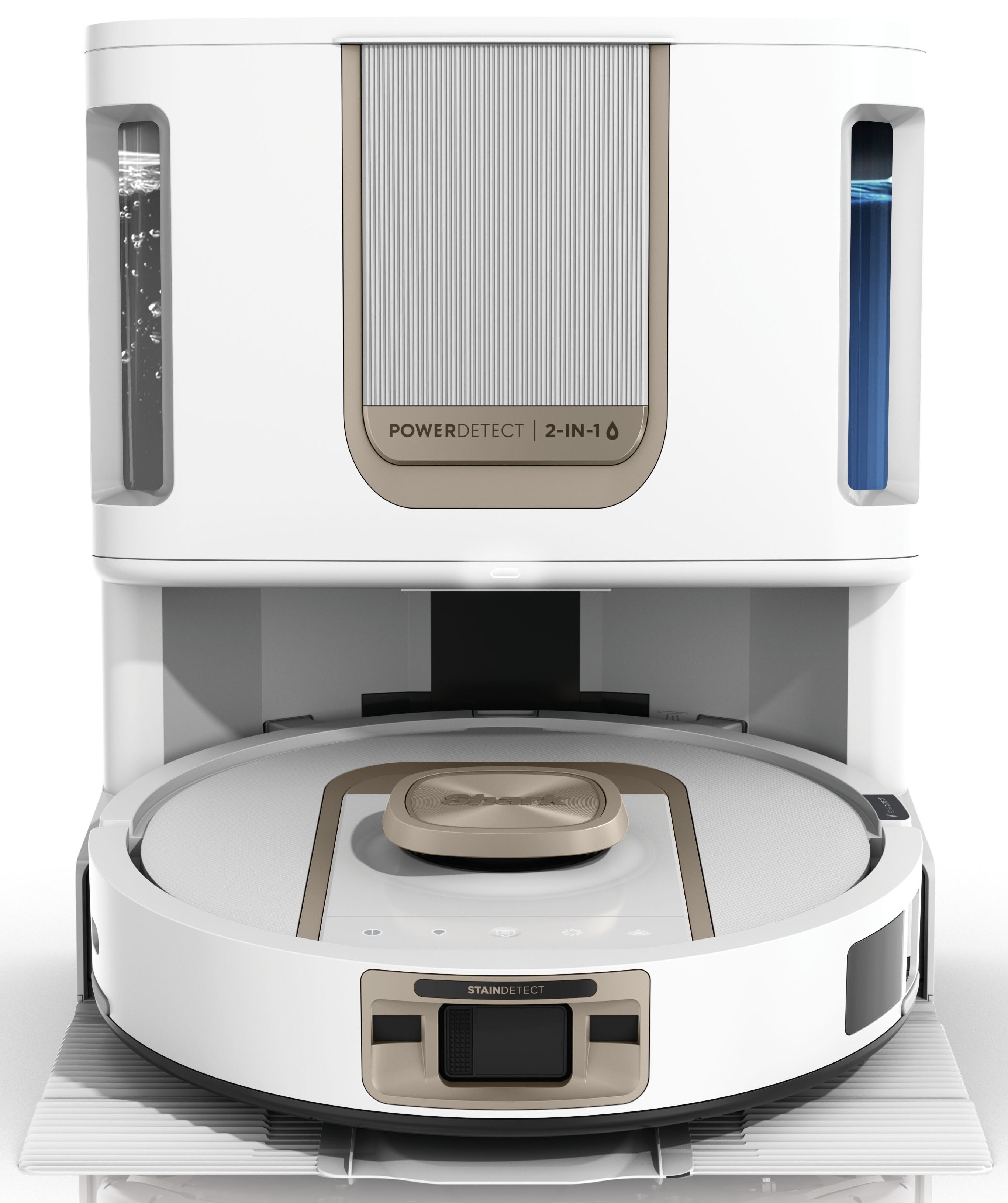 Shark Saugroboter "Shark ThermaCharged PowerDetect Saugroboter RV2900XEEUWH" beheizte Basisstation verwendet 85C heißes Wasser und 80C warme Luft