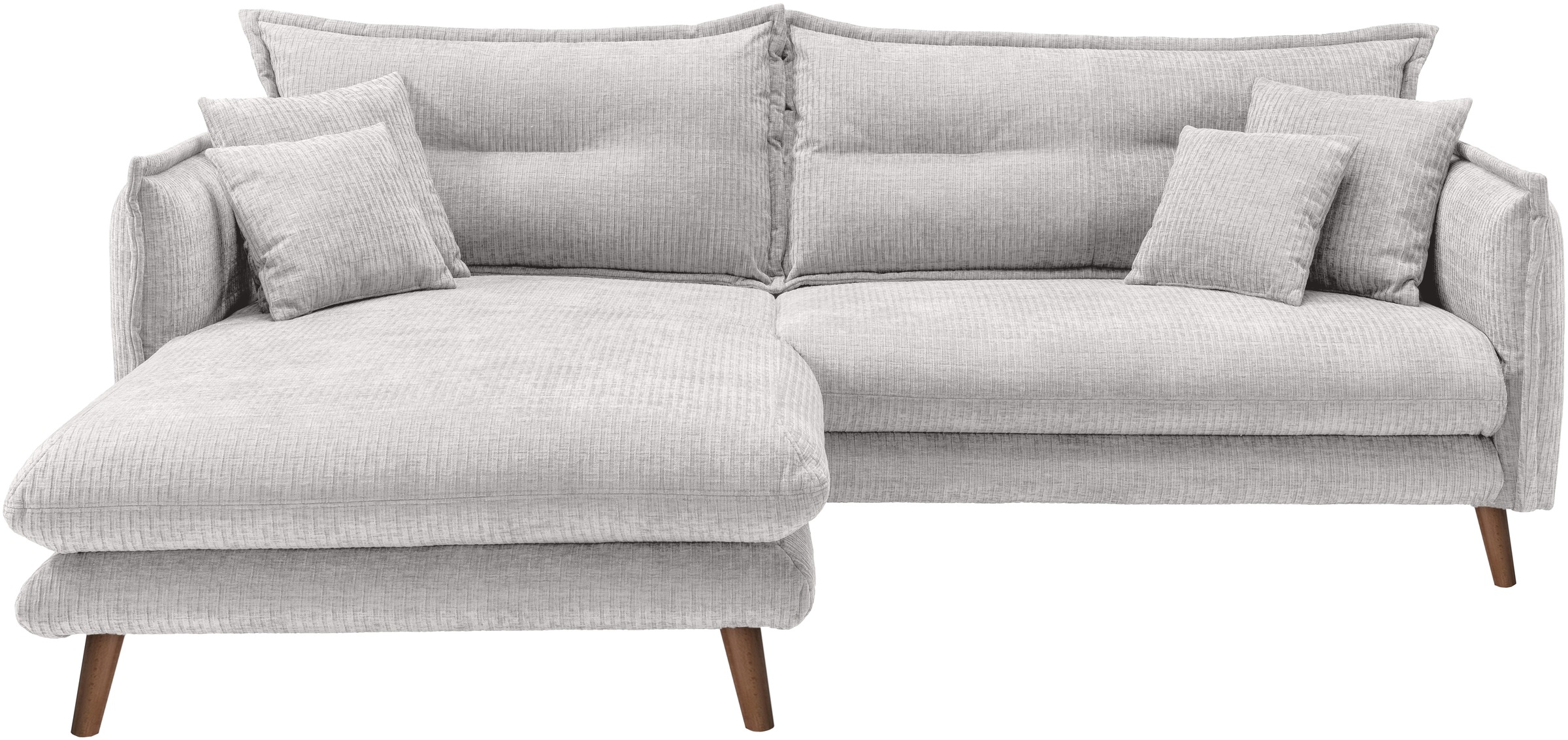 INOSIGN Ecksofa »Lazio modern und bequem, schmale Armlehnen, tolle Detailverarbeitung«, zwei verschiedene Fußfarben wählbar