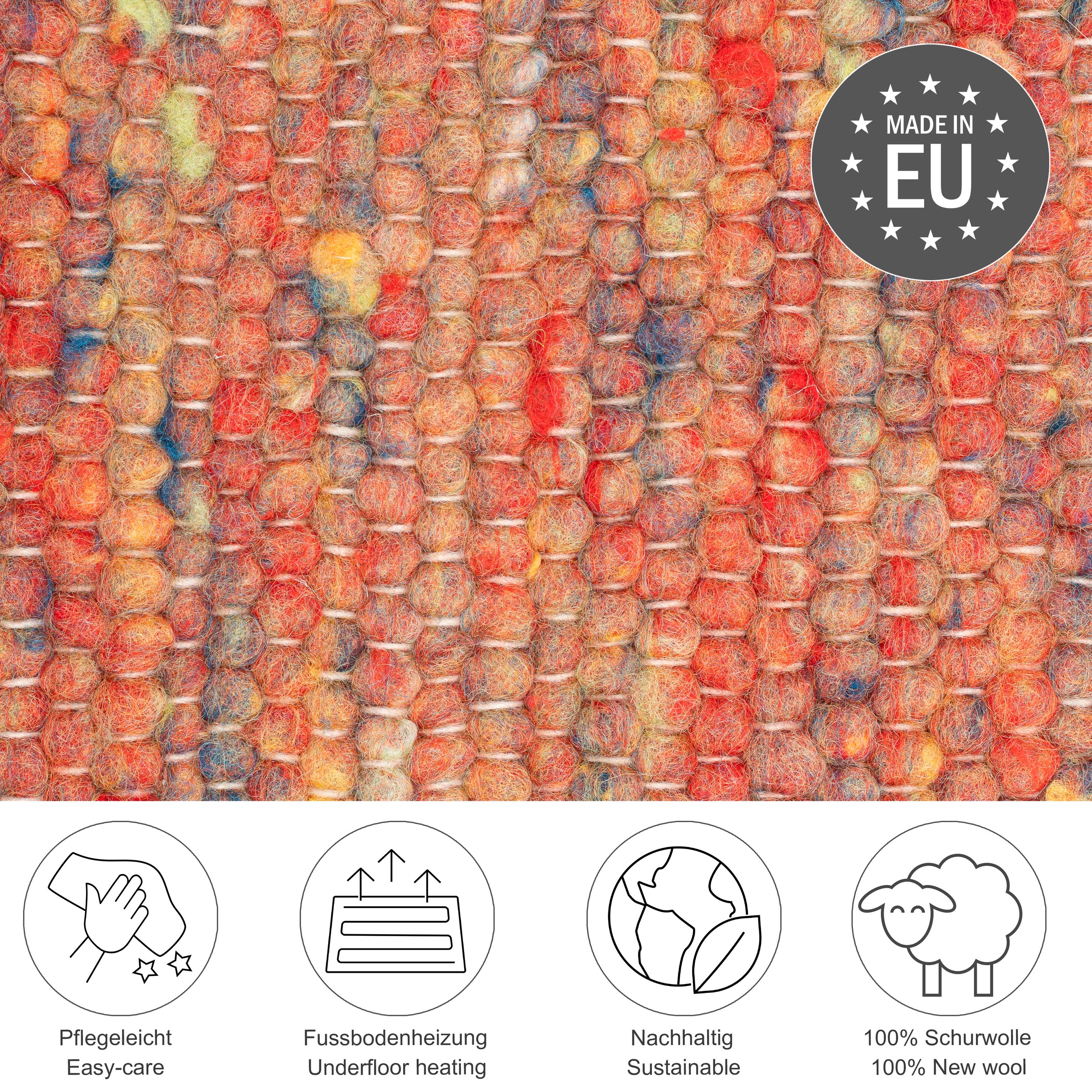 THEKO Wollteppich "Alm Freude" rechteckig 12 mm Höhe Handweb Teppich, reine günstig online kaufen