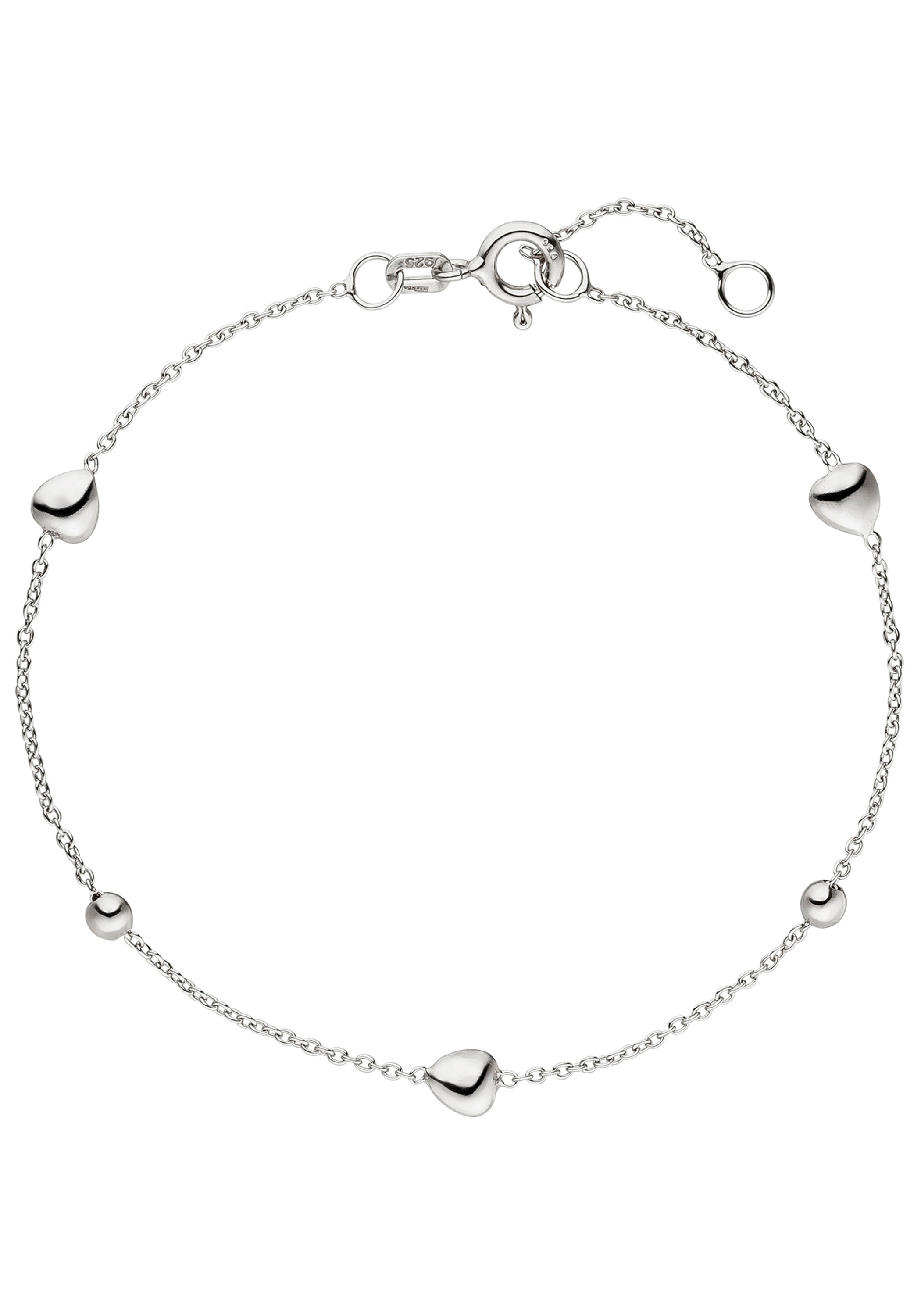 Armband JOBO "Herz Kugel", silber (silber 925), Armbänder, Damen, 19cm, Silber 925 (Sterlingsilber), Armband, 925 Silber 19 cm