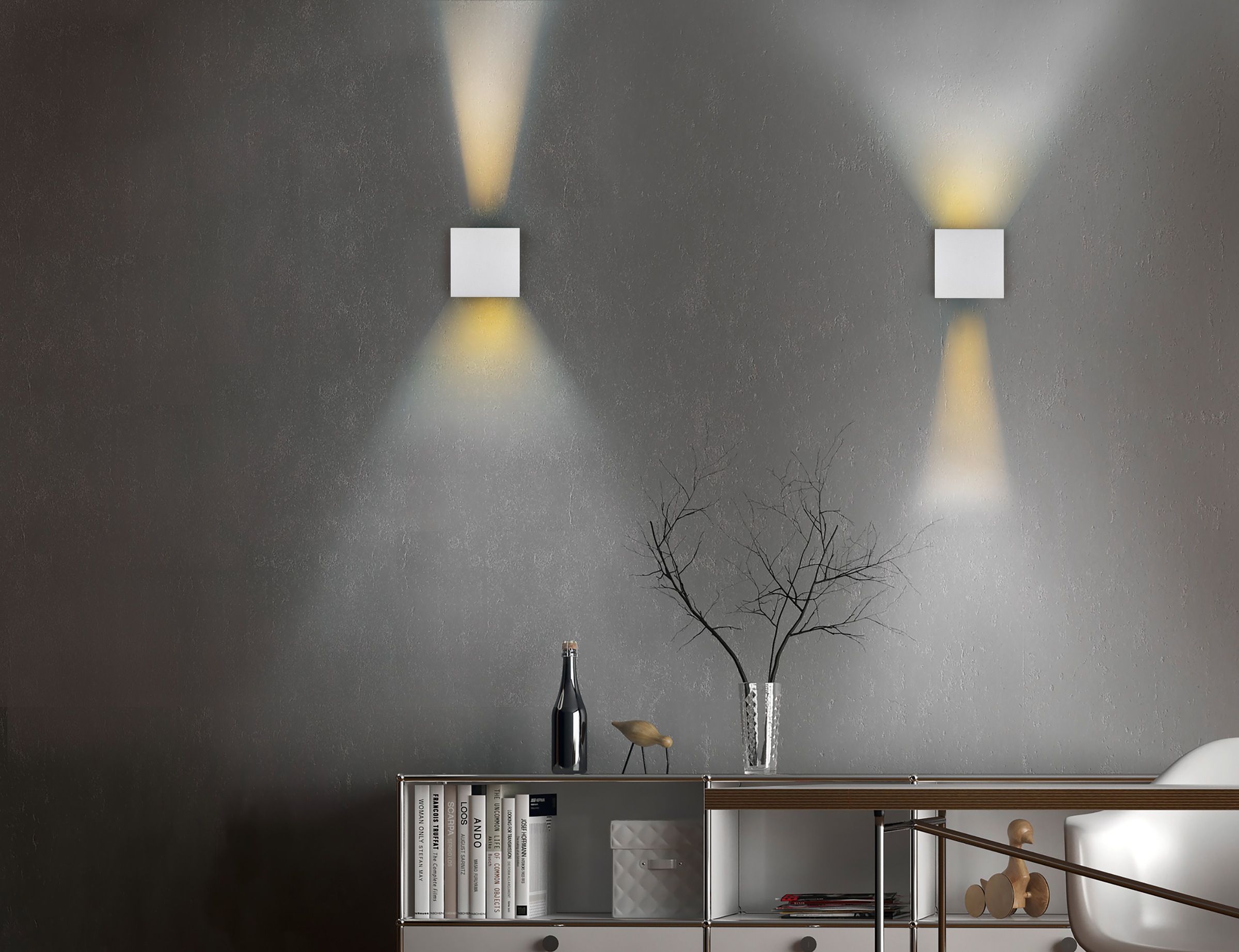 REALITY Leuchten LED Wandleuchte »TALENT«,  mit Magnet Wandhalterung, up-and-down Licht, IP44,  LED fest integriert, Bewegungsmelder, Dämmerungssensor, Akkubetrieb über USB-Anschluss