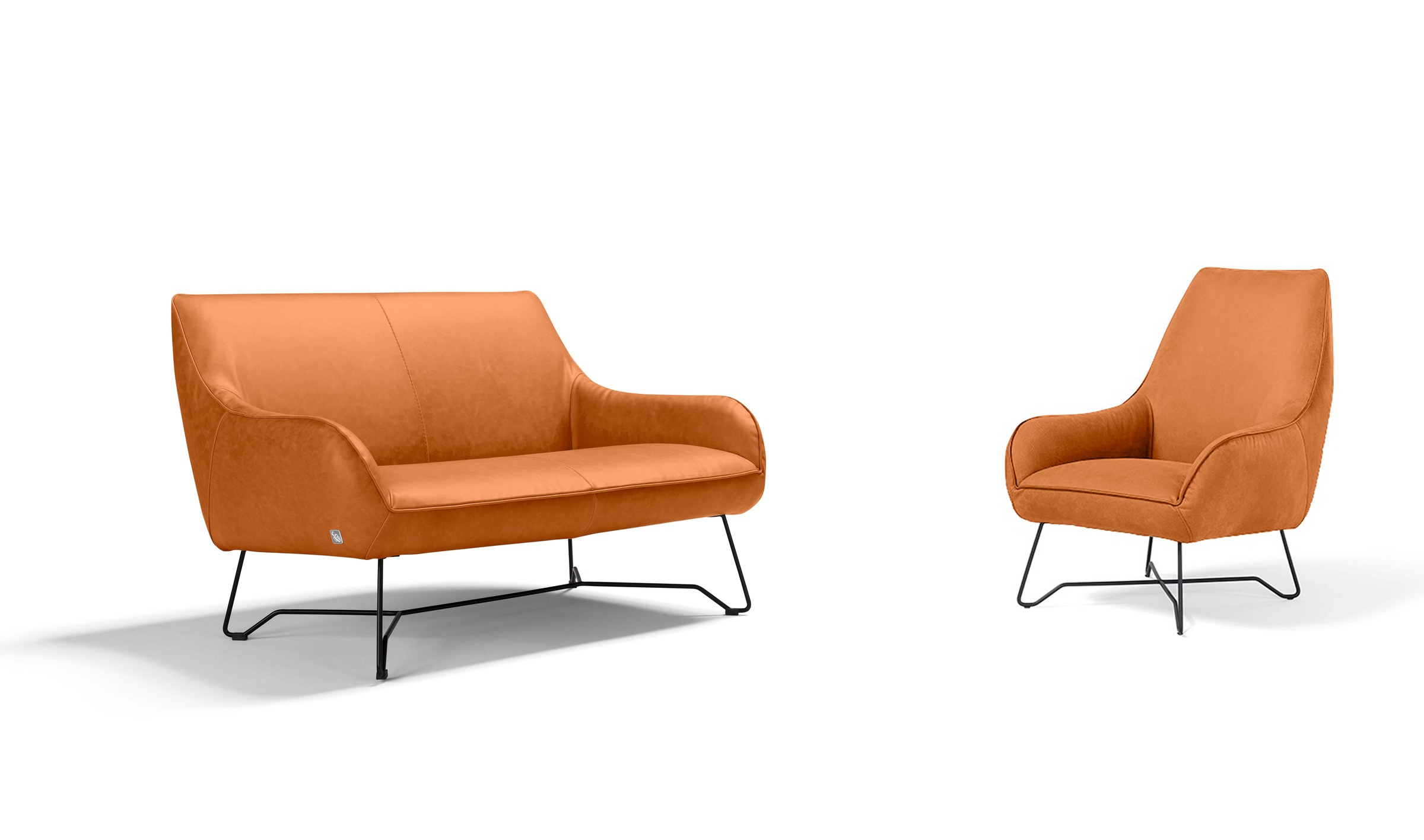 Egoitaliano Polstergarnitur »Namy, Designobjekt mit hohem Sitzkomfort und toller Detailverarbeitung«, Set aus 2-Sitzer und Sessel, edles Metallgestell