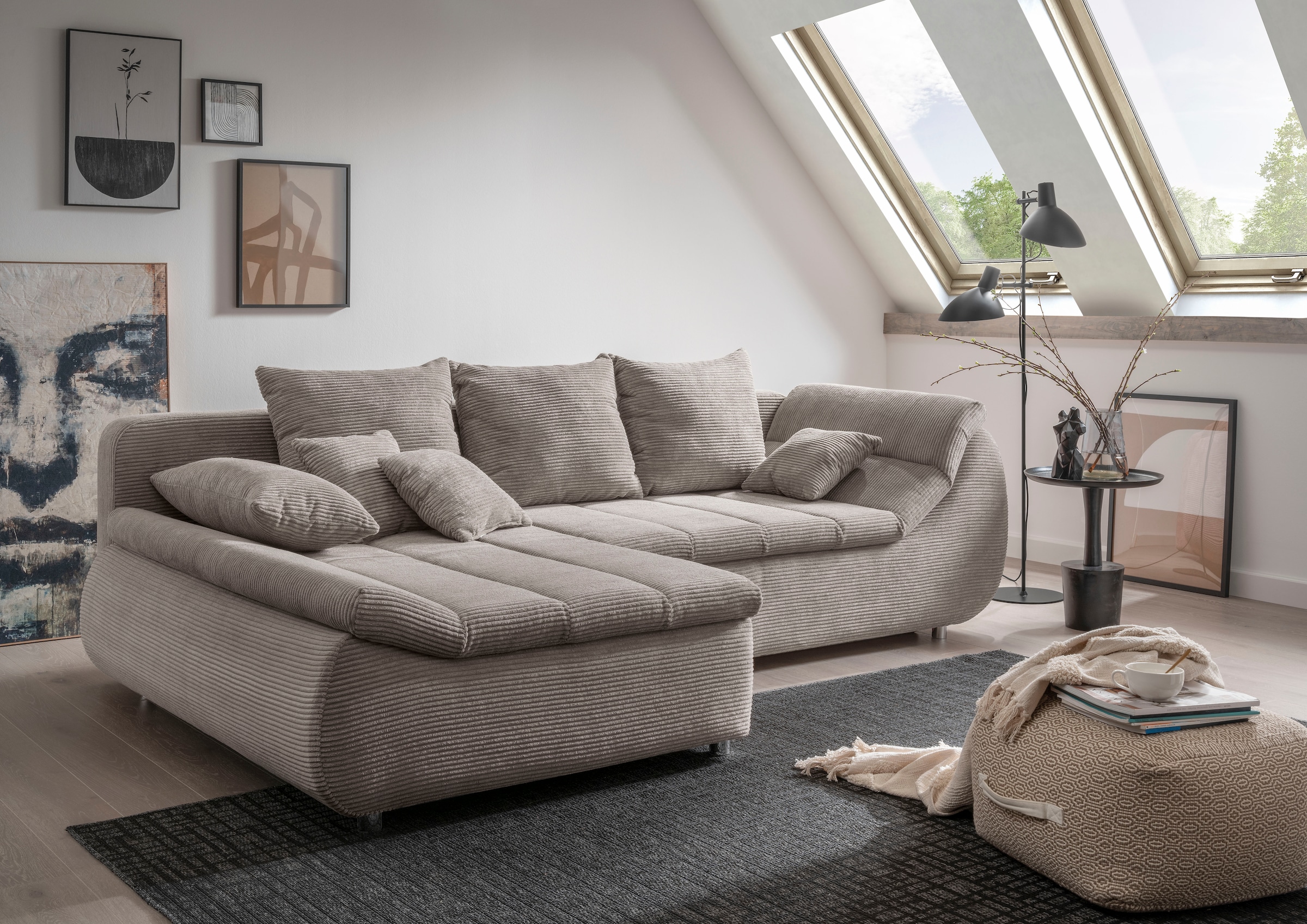 INOSIGN Ecksofa "Imola elegant und bequem, aktuelle Steppung im Sitz, L-For günstig online kaufen