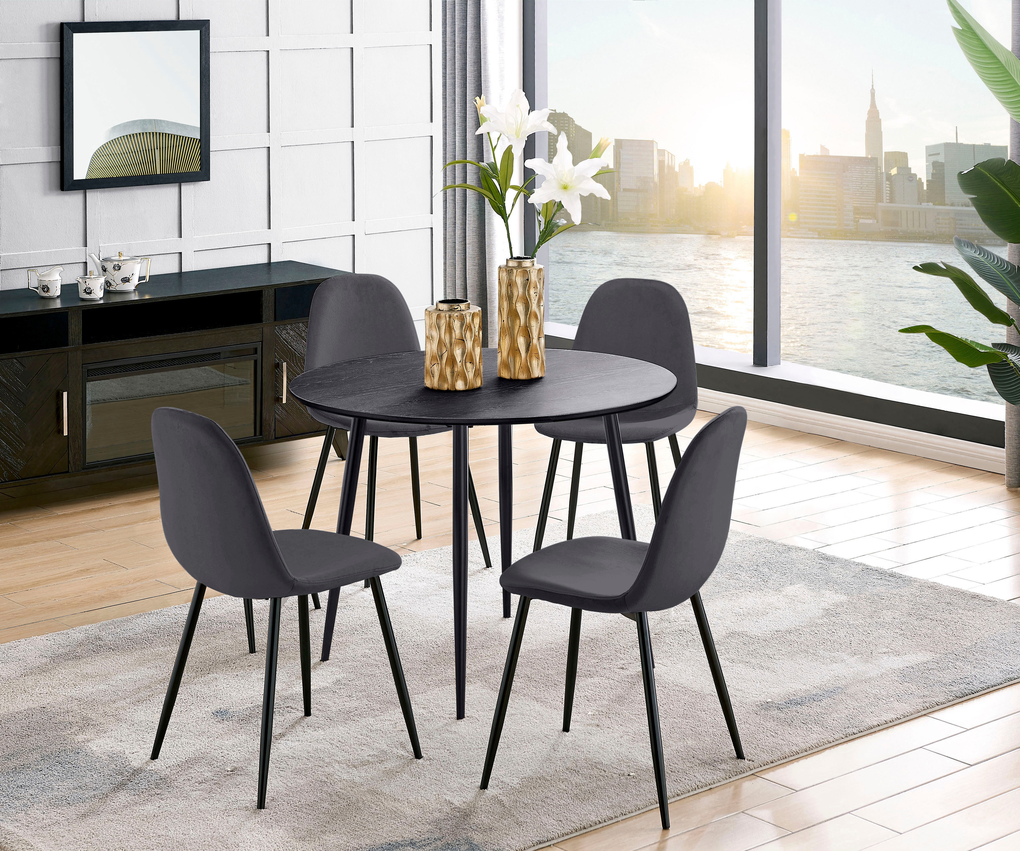 OTTO home Essgruppe "Eadwine, Sitzgruppe Esstisch plus 4 Esszimmerstühle" Esstisch plus 4 Esszimmerstühle