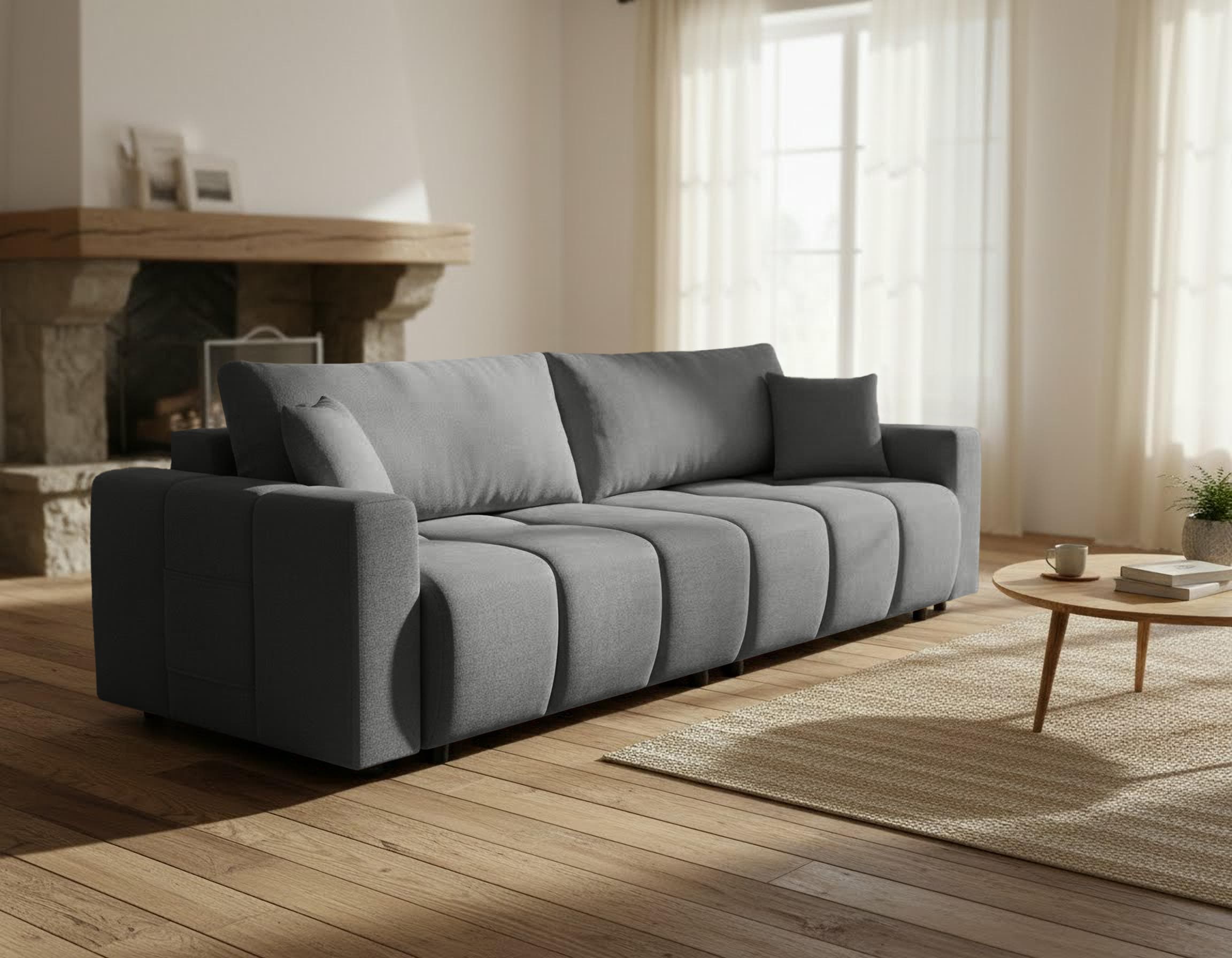 OTTO home Sofa »YLVAA  3-Sitzer, 239 cm - OTTO. Verlässliche Qualität.« Schlaffunktion (132/198), Bettkasten, Feinstruktur-Bezug