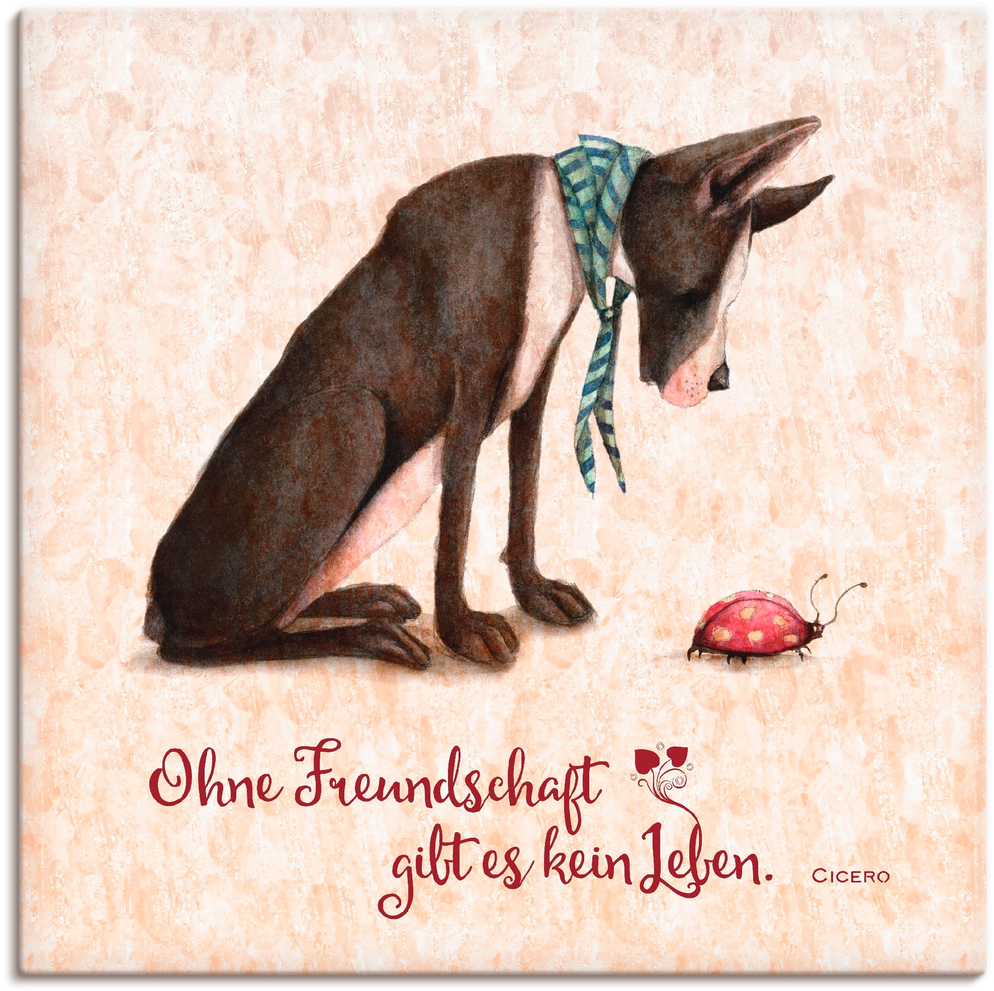 Artland Leinwandbild "Lebensweisheit Freundschaft" Tiere 1 Stk. tlg. auf Holzrahmen gespannt