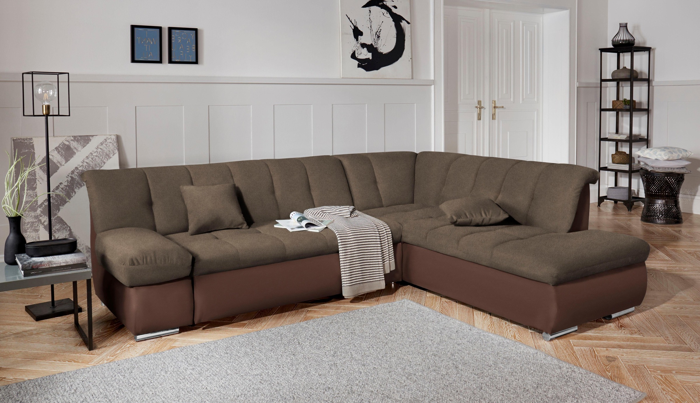 DOMO collection "Mona L-Form bequem und komfortabel, Breite 271cm, L-Form" wahlweise mit Bett- und Armlehnfunktion