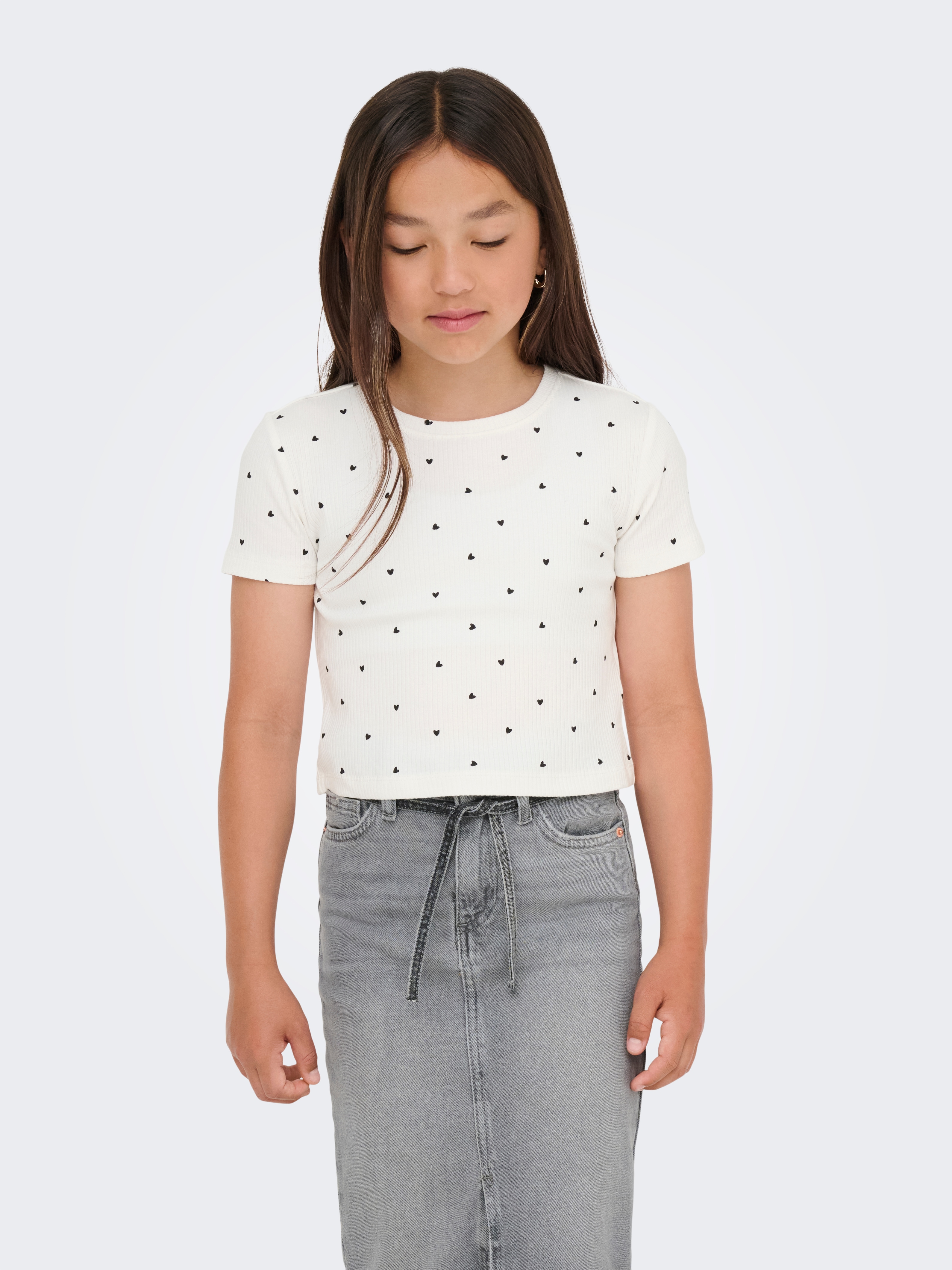 KIDS ONLY T-Shirt "KOGBELLA LIFE SHORT AOP S/S TOP JRS NOOS" Baumwollmischung, eng geschnitten