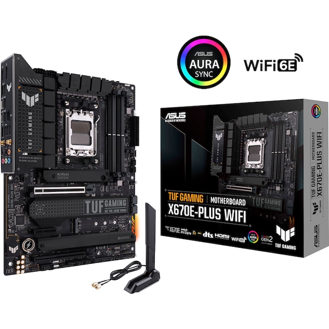 Asus Mainboard »TUF GAMING X670E-PLUS WIFI«, Ryzen 7000, ATX, PCIe 5.0,  DDR5-Speicher, 4x M.2, WiFi 6E | BAUR