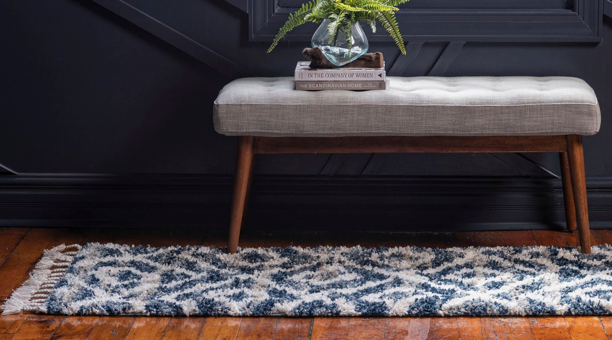 Myflair Möbel & Accessoires Hochflor-Läufer »Top Shag Lagerräumung«, rechteckig, 32 mm Höhe, Läufer, gewebt, Rauten Design, melierte Optik, weich, mit Fransen