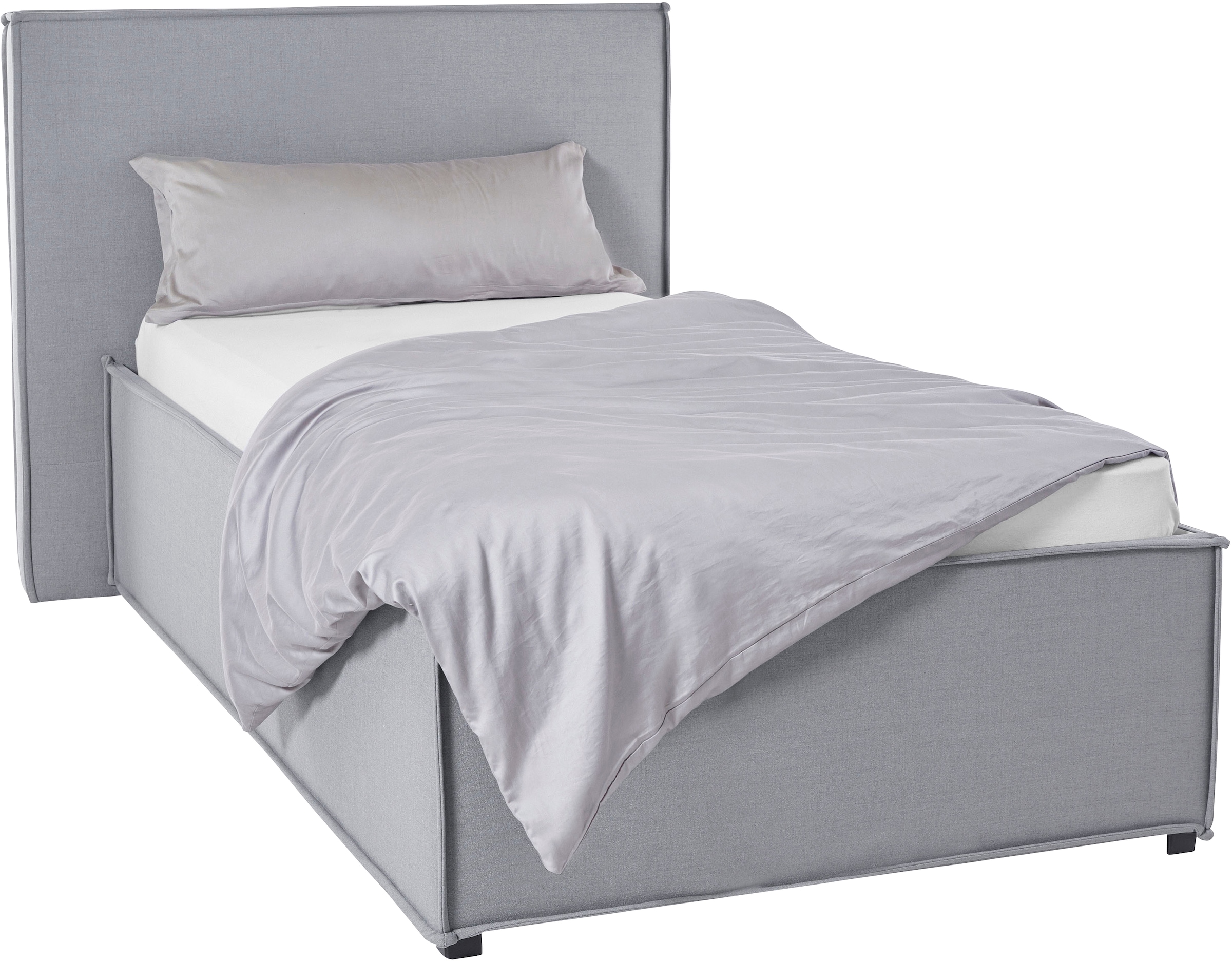 Polsterbett "Isaline", grau (hellgrau), B:133cm L:213cm, 100% Polyester, LEGER HOME BY LENA GERCKE, Betten, Polsterbett ohne Bettkasten Polsterbett, wahlweise ohne Matratze oder mit 3 Matratzenarten, Kopfteilhöhe 107 cm