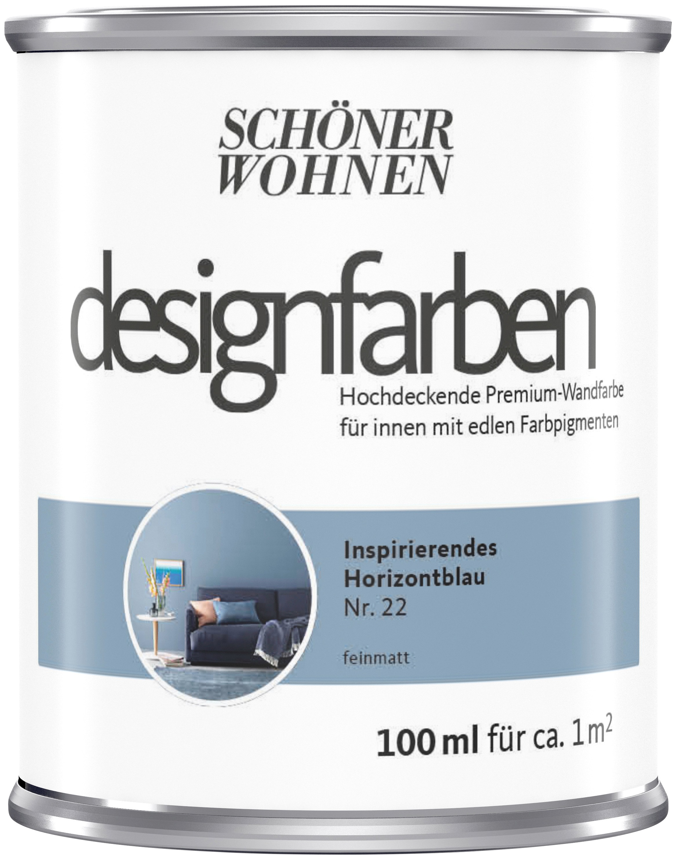 Schöner Wohnen-Kollektion SCHÖNER WOHNEN-Kollektion Wand- und Deckenfarbe Designfarben, hochdeckend, Inspirierendes Horizontblau, matt, 0,1 l